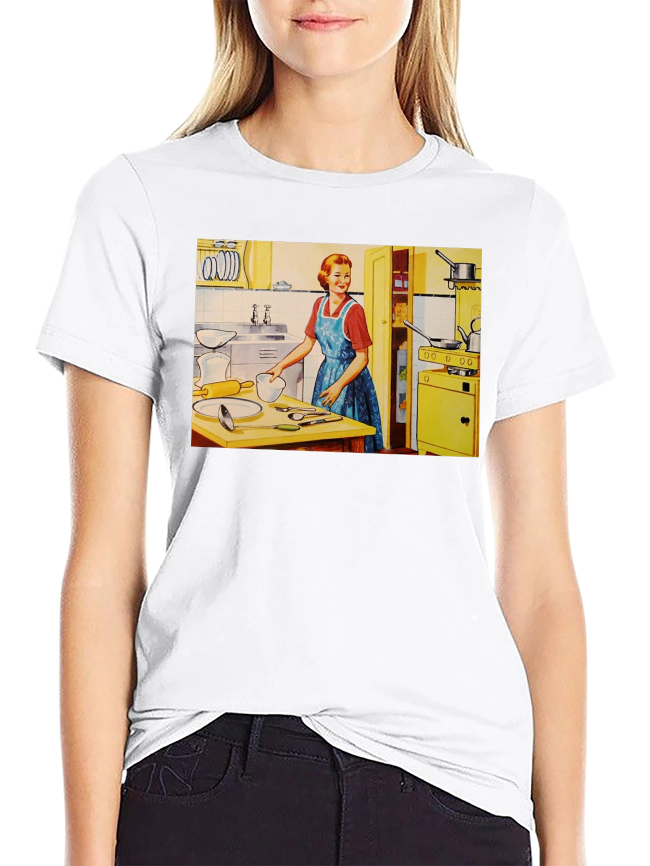 Black Retro Kitchen T-Shirt - Vintage Housewife Tee view 9