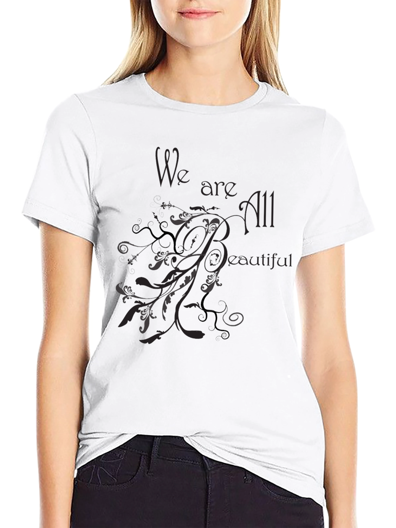 Black We are All Beautiful Black Graphic Tee view 9