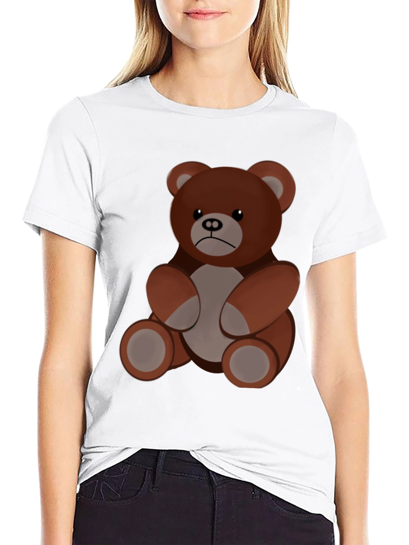 Black Men's Black T-Shirt with Cartoon Bear view 9