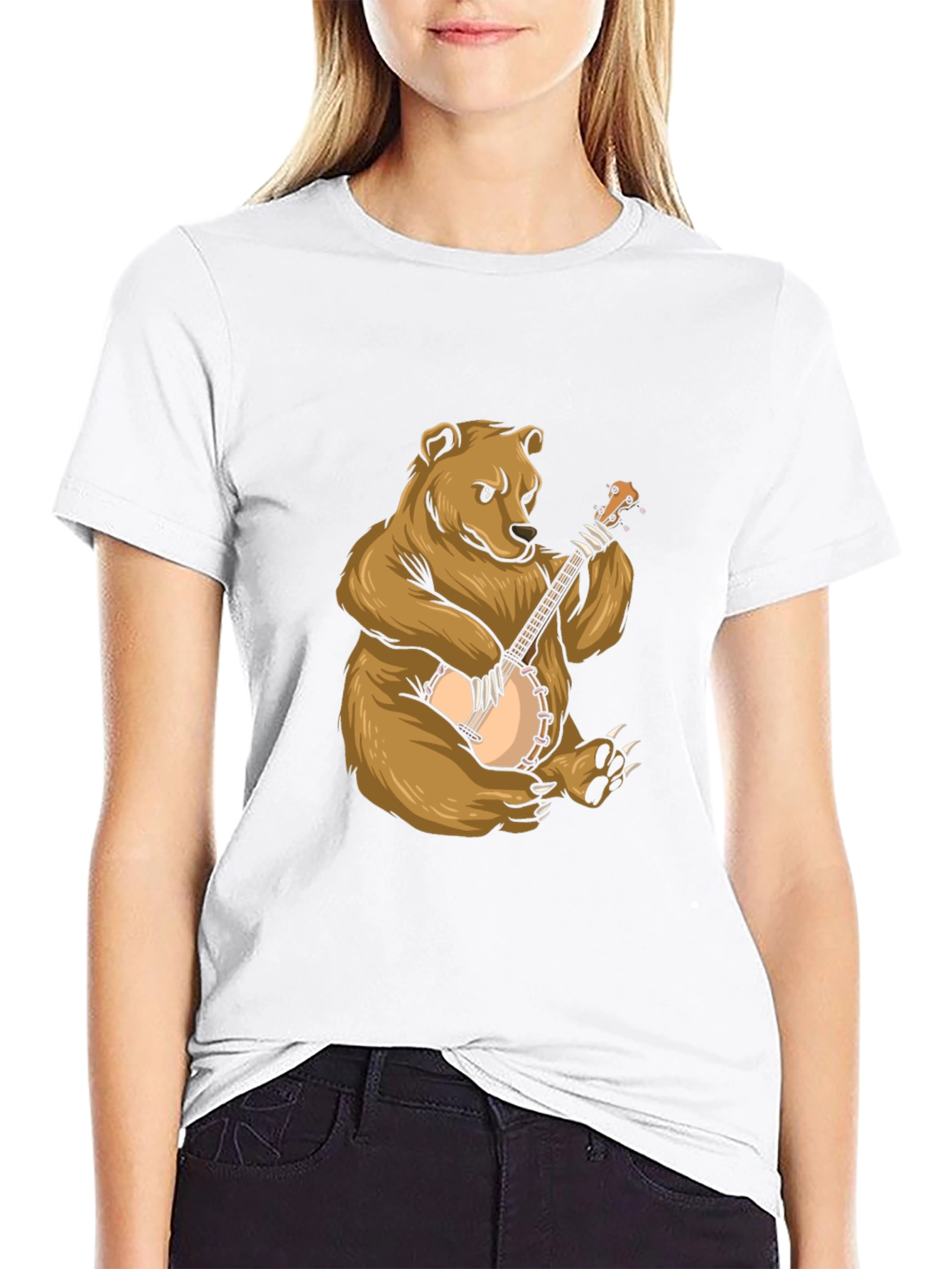 Black Bear Playing Banjo Graphic Tee view 9