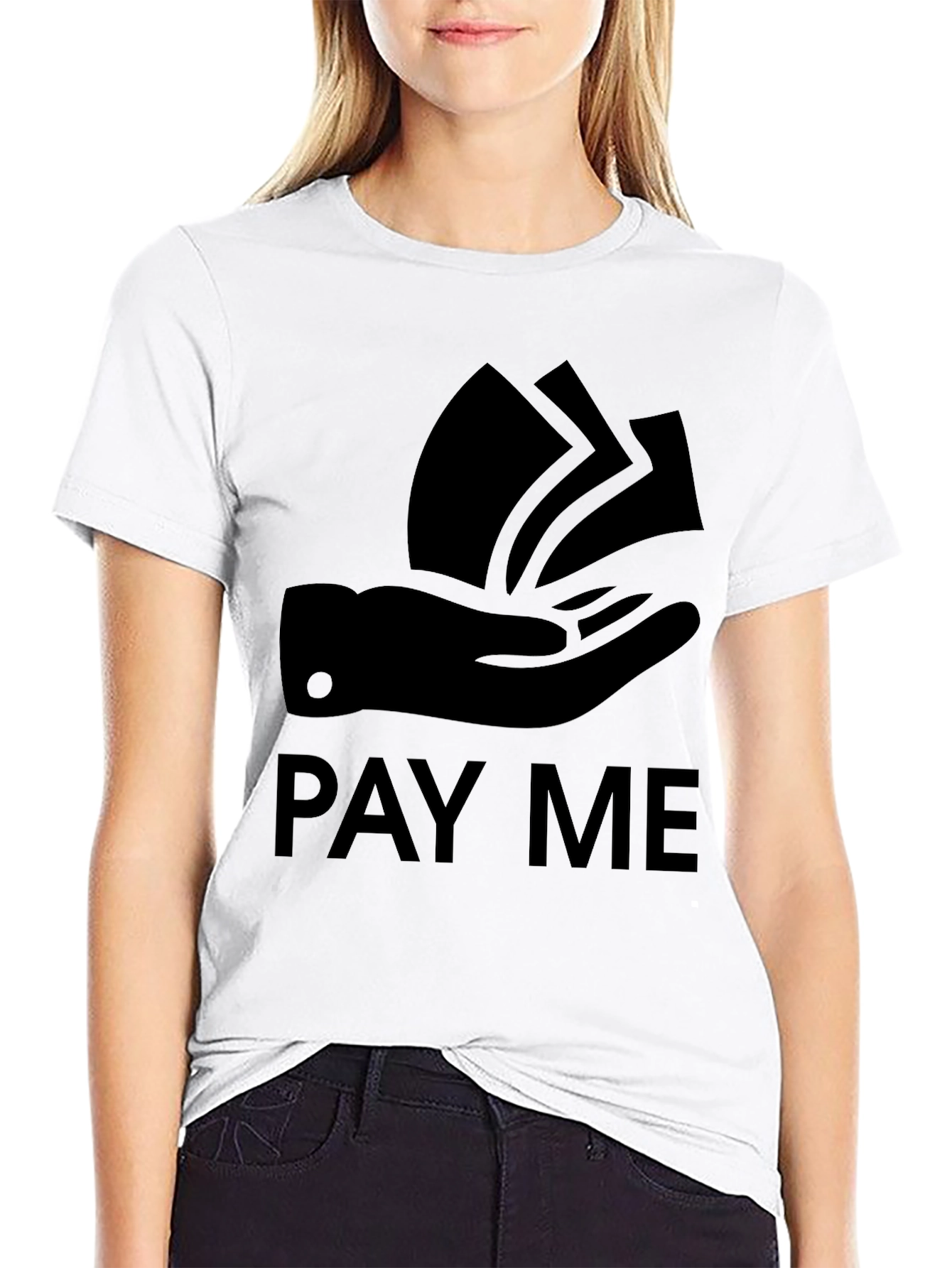 Black Pay Me Graphic Tee - Bold Statement T-Shirt view 9