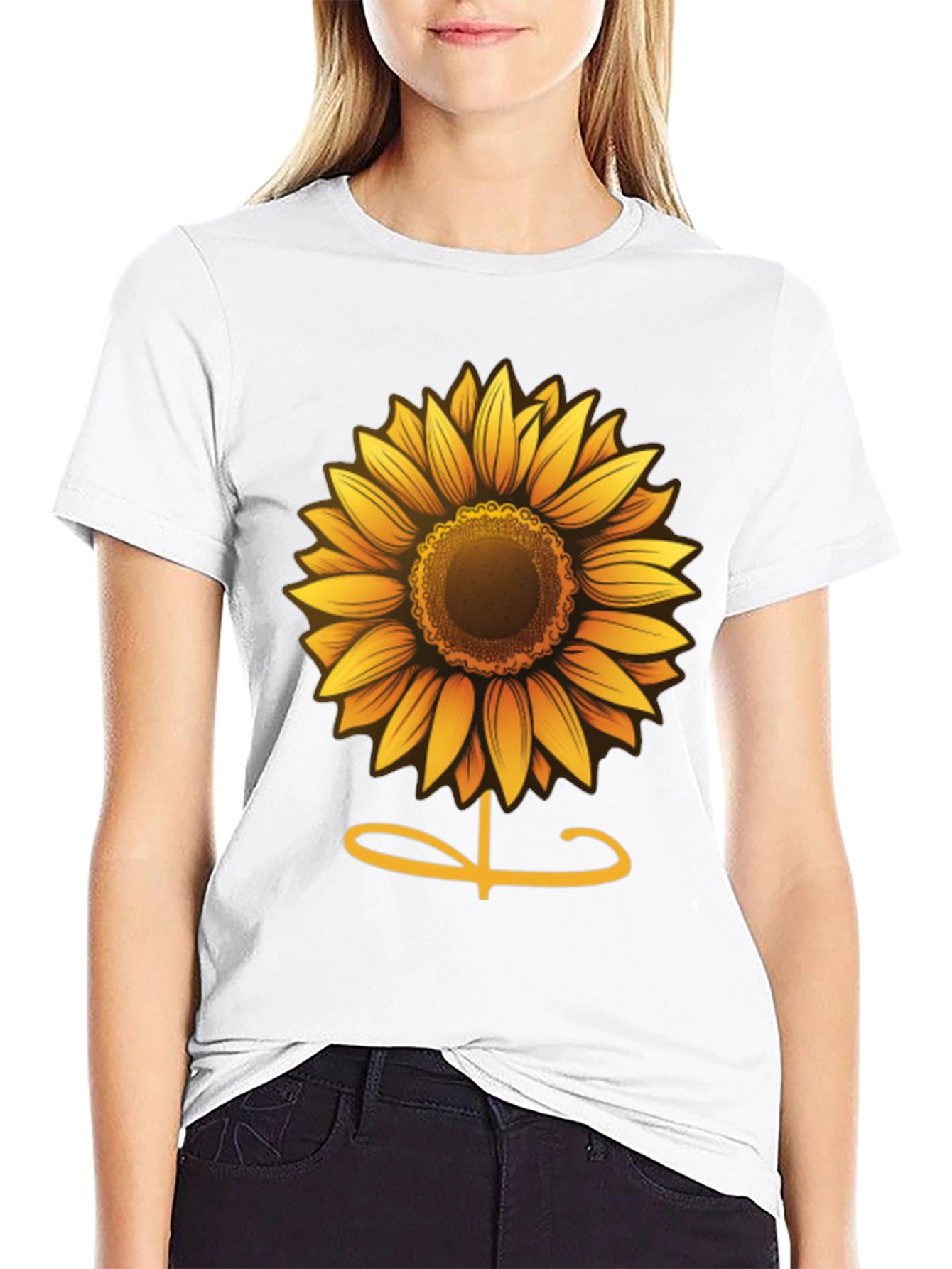 Black Sunflower Graphic Tee - Soft Cotton Comfort view 9