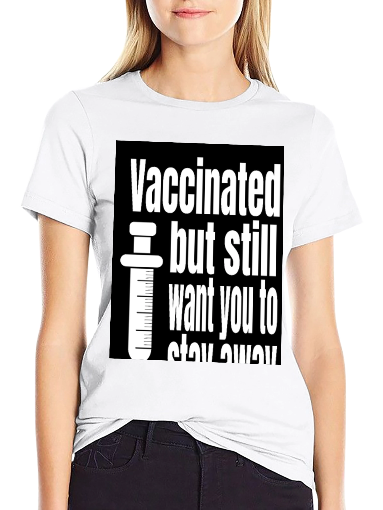 Black Vaccinated But Still Want You To Stay Away T-Shirt view 9