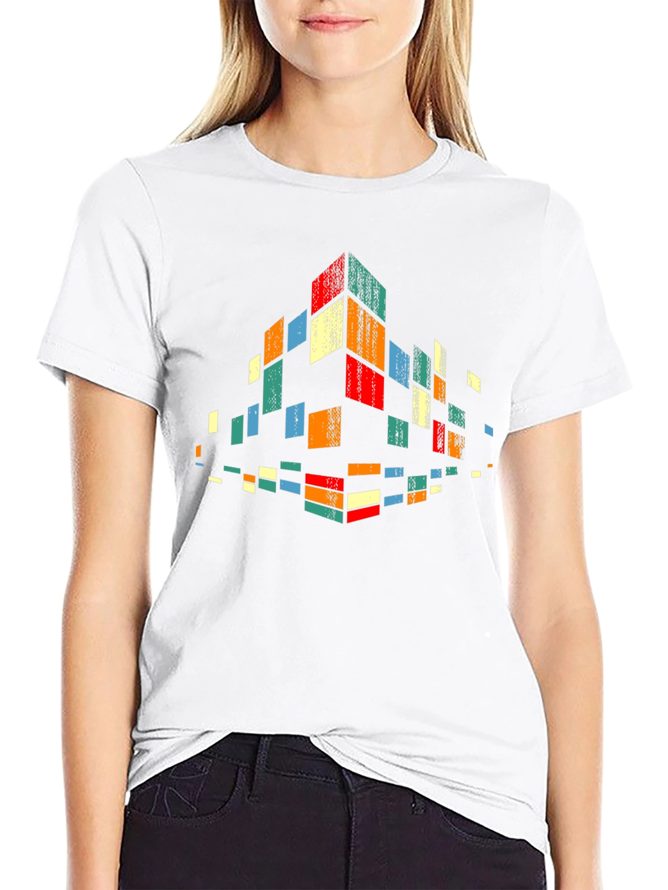 Black Retro Pixel Block Graphic Tee - Black view 9