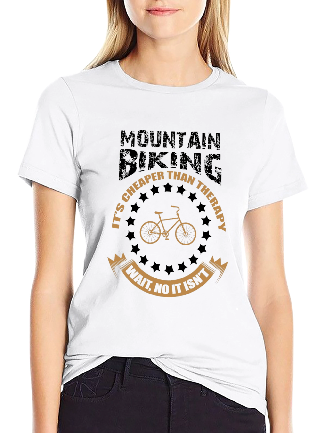 Black Mountain Biking Therapy T-Shirt Funny Bike Tee view 9