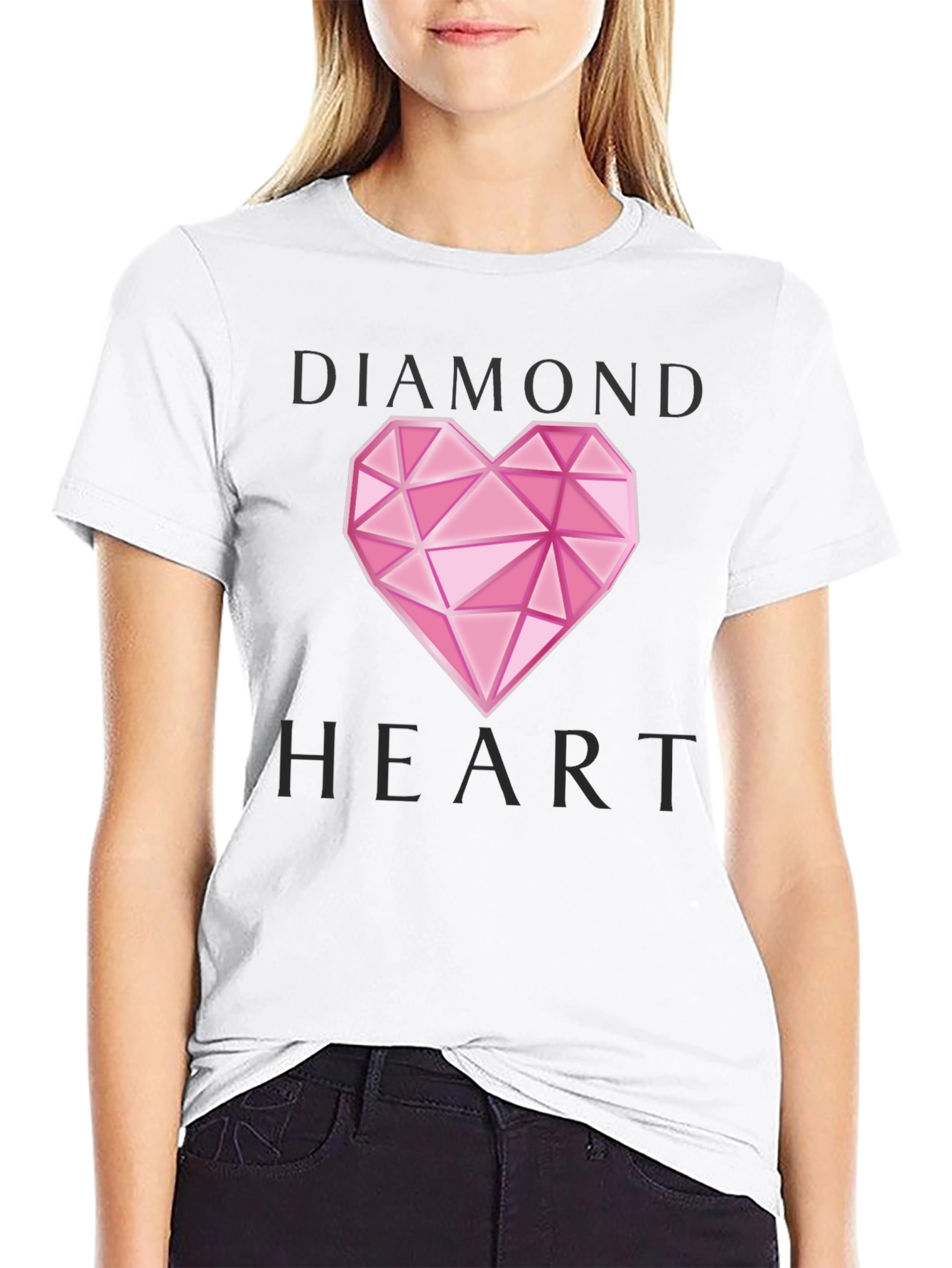 Black Diamond Heart Graphic T-Shirt - Stylish Casual Wear view 9