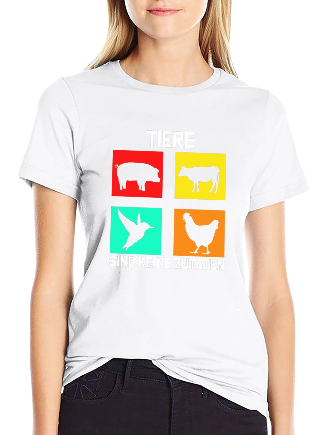 Black Vegan T-Shirt: Tiere Sind Keine Zutaten view 9