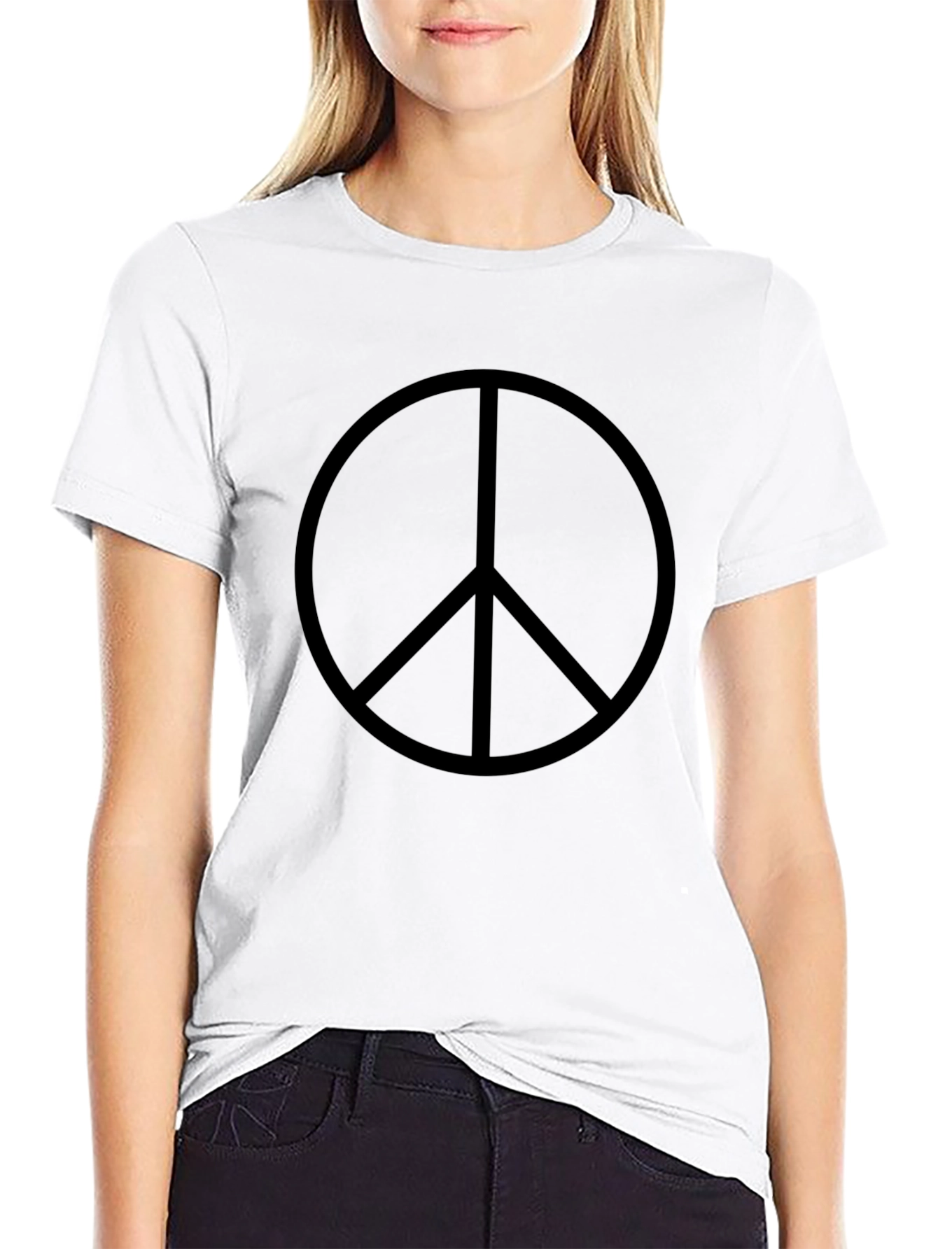 Black Peace Sign Graphic Black T-Shirt view 9