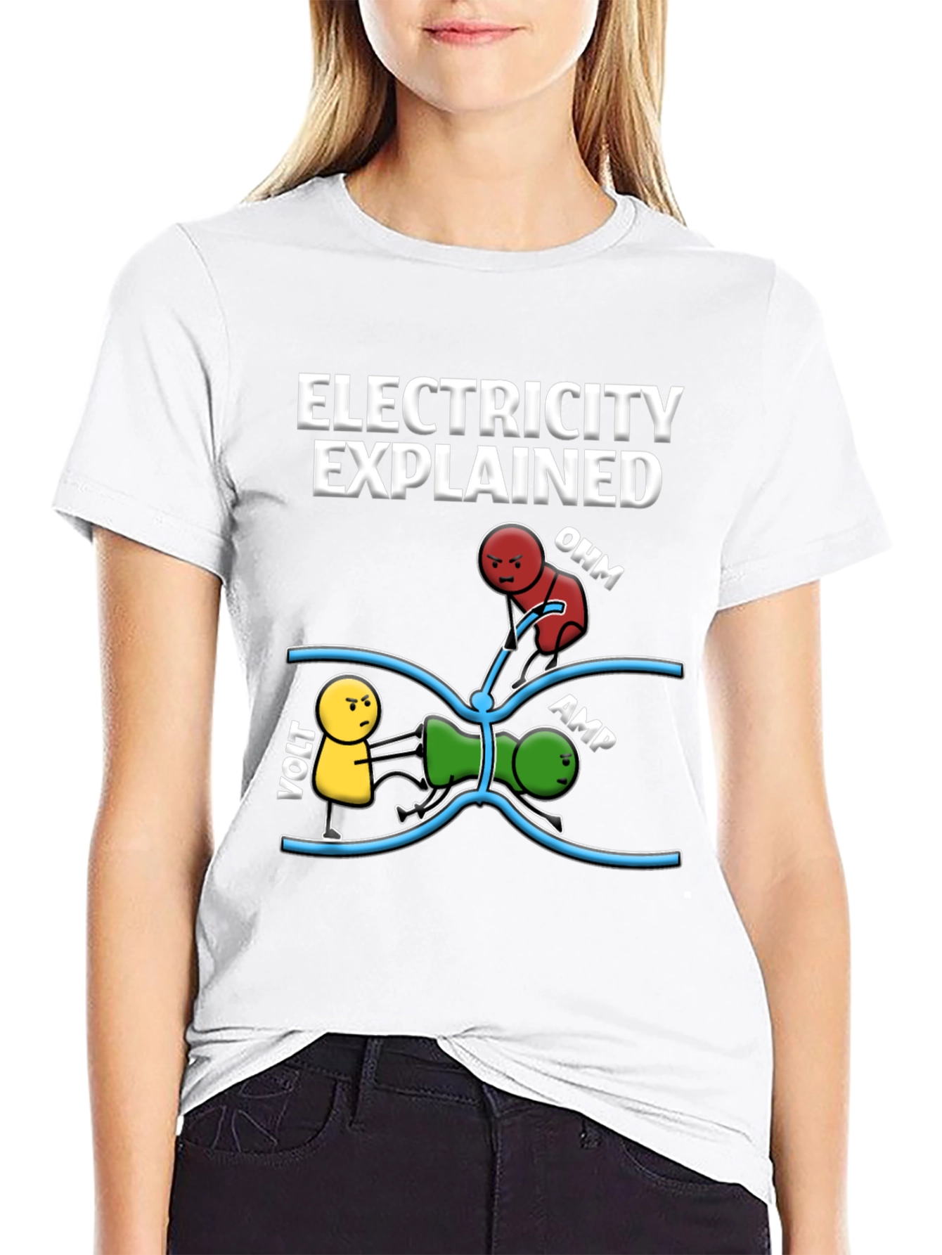 Black Electricity Explained Black Graphic T-Shirt view 9