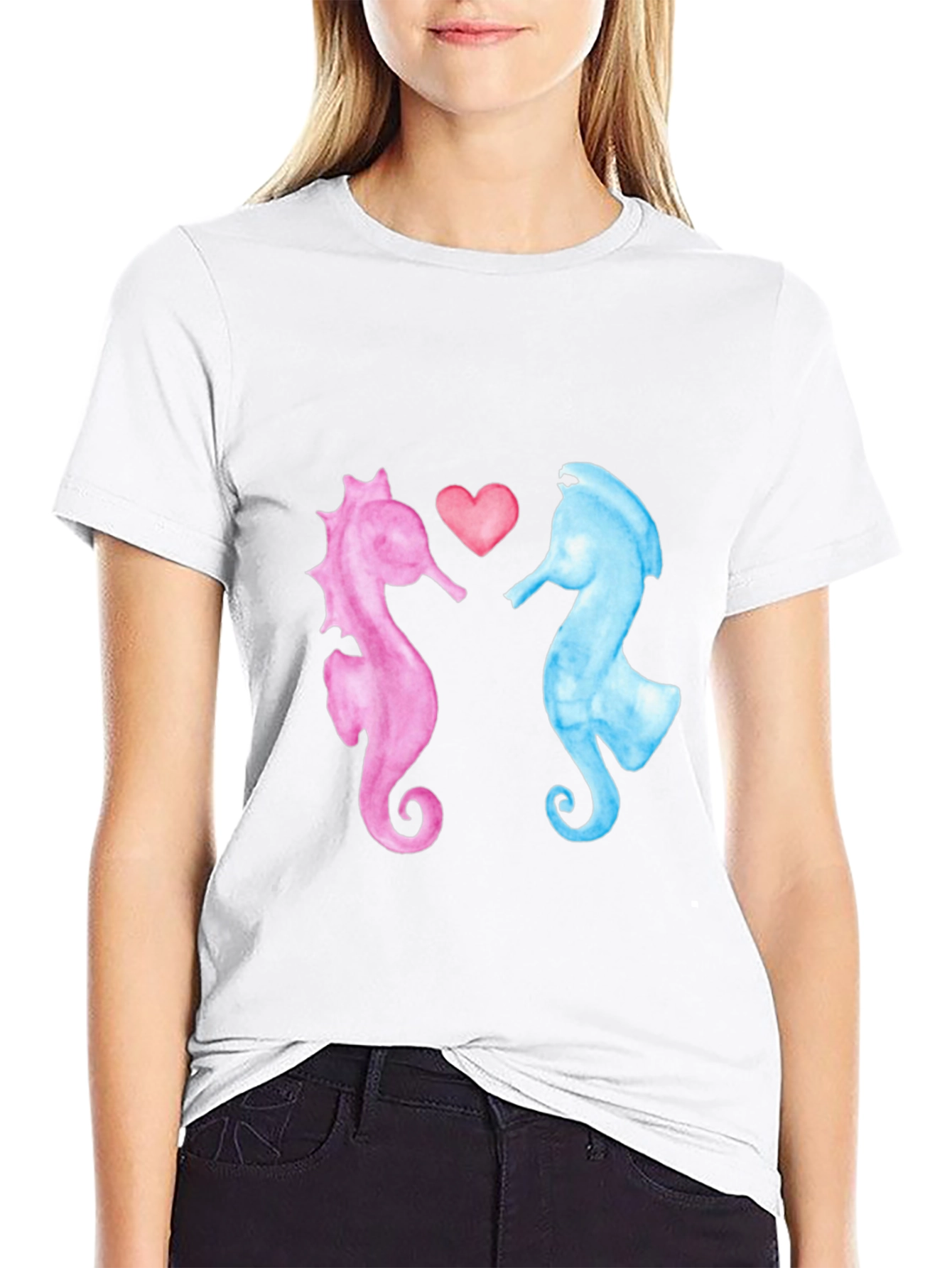 Black Sea Horse Love T-Shirt view 9