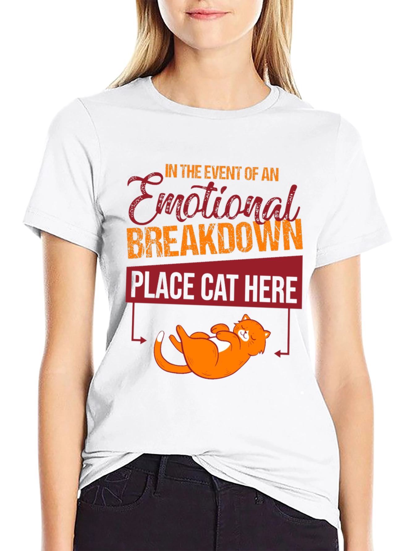 Black Emotional Breakdown Cat T-Shirt Funny view 9