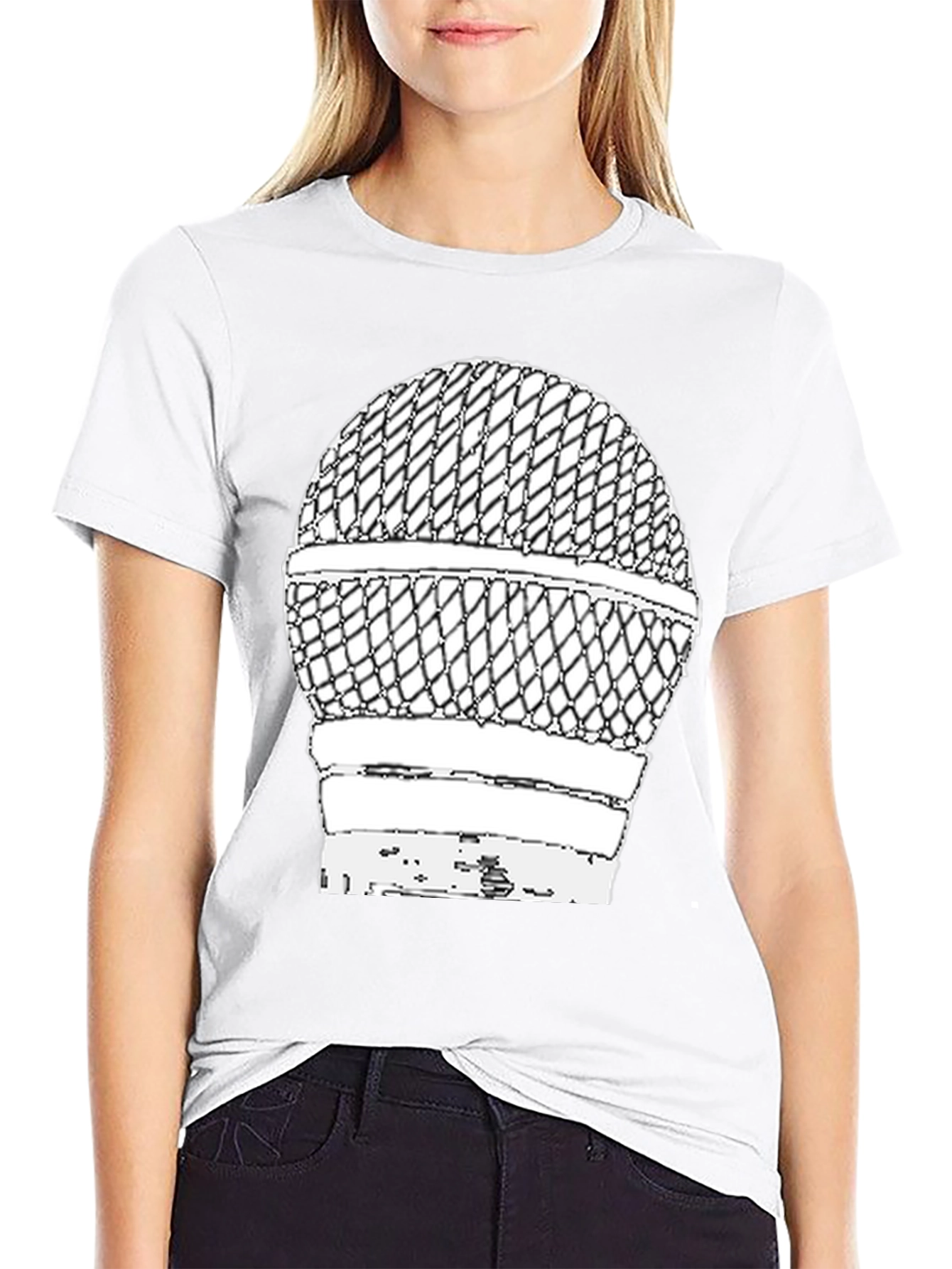 Black Vintage Microphone Graphic T-Shirt view 9