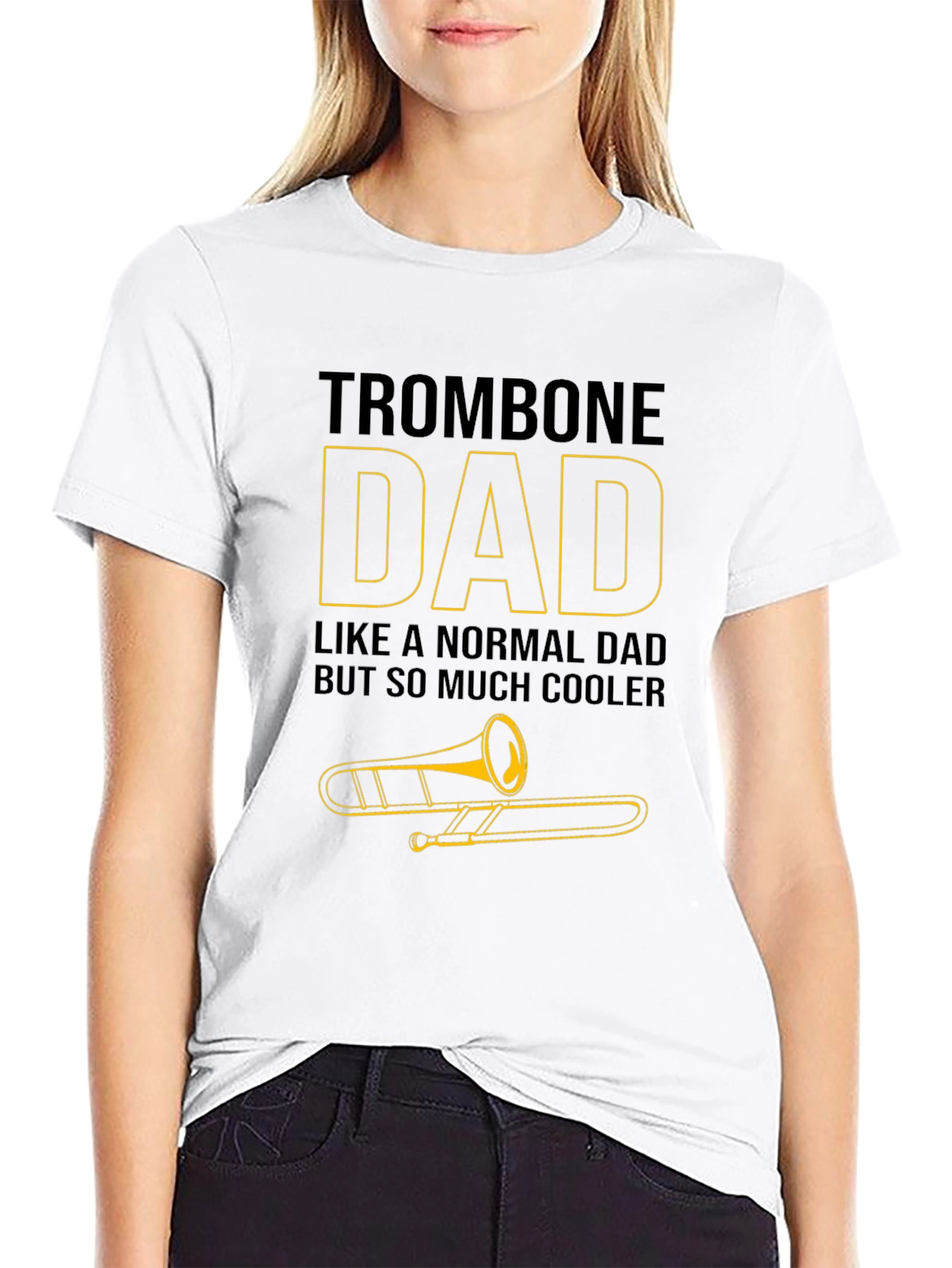 Black Trombone Dad Graphic T-Shirt - Musician Father Tee view 9