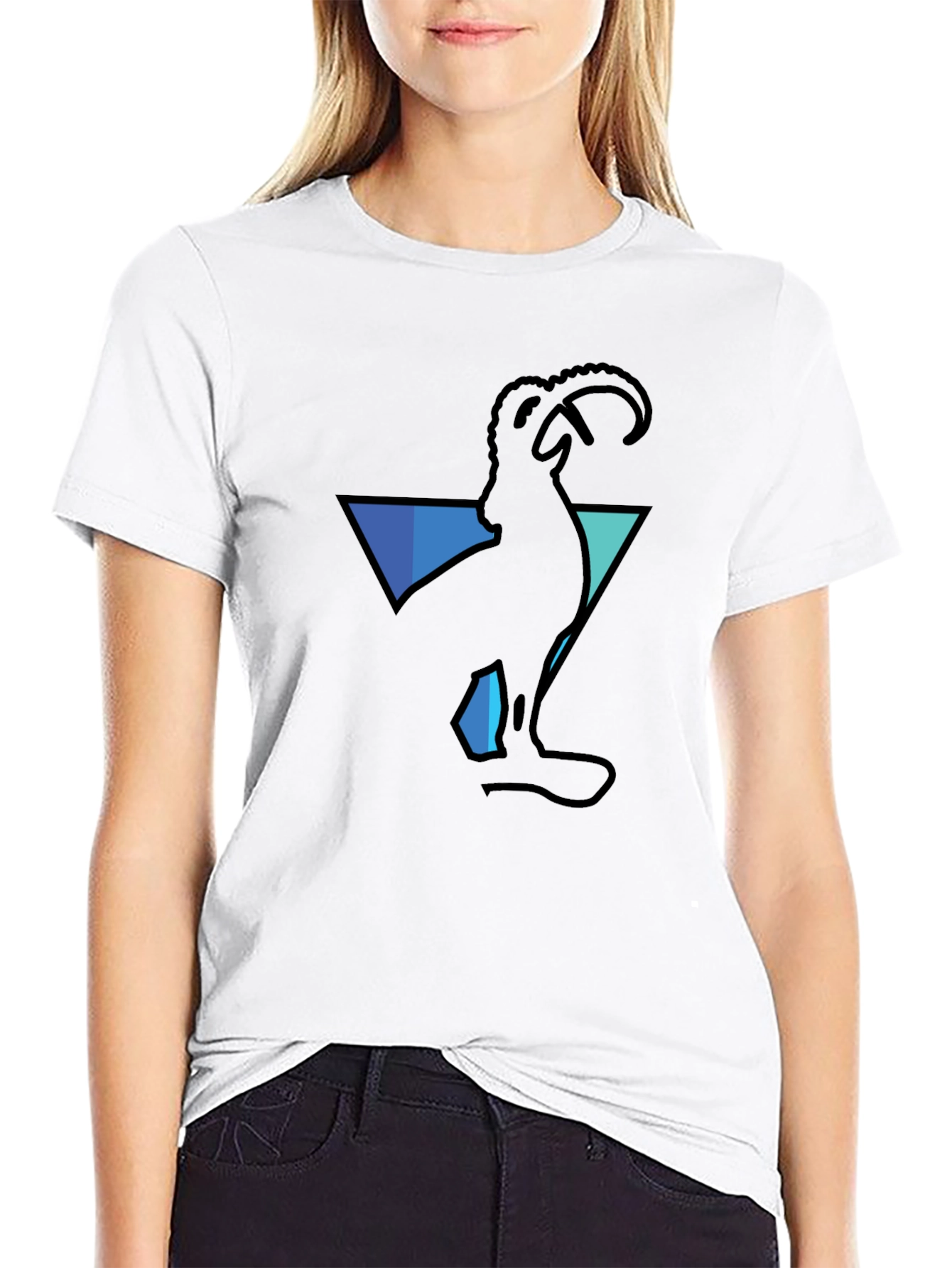 Black Stylish Goat Graphic Tee - Black Cotton Blend T-Shirt view 9