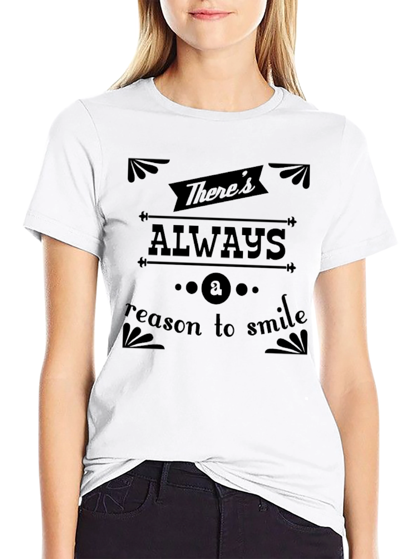Black There's Always a Reason to Smile Graphic Tee view 9