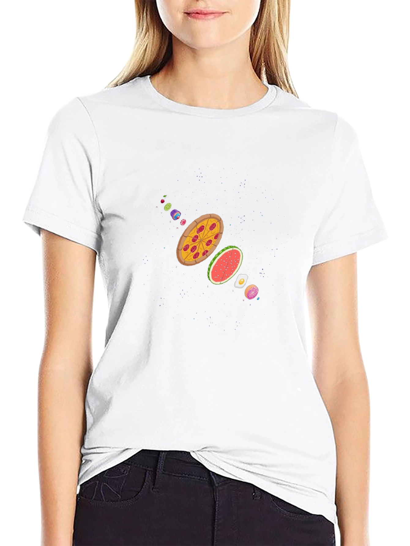 Black Pizza Galaxy Black T-Shirt view 9
