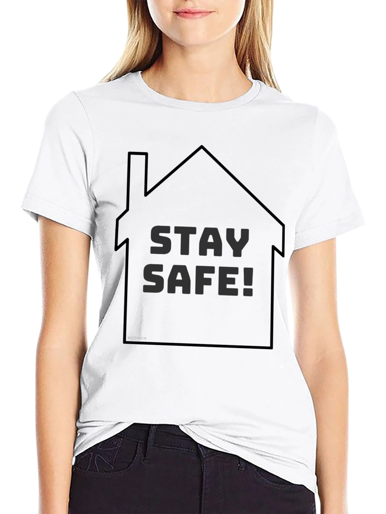 Black Stay Safe Home T-Shirt - Unisex Casual Tee view 9