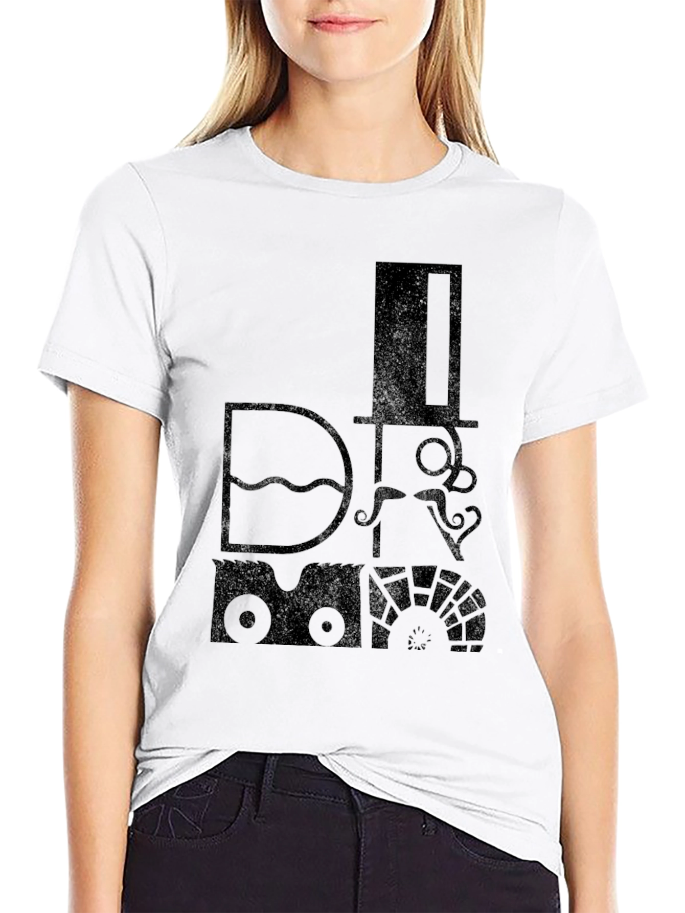 Black Steampunk Train T-Shirt - Graphic Tee - Men's Black Cotton Top view 9