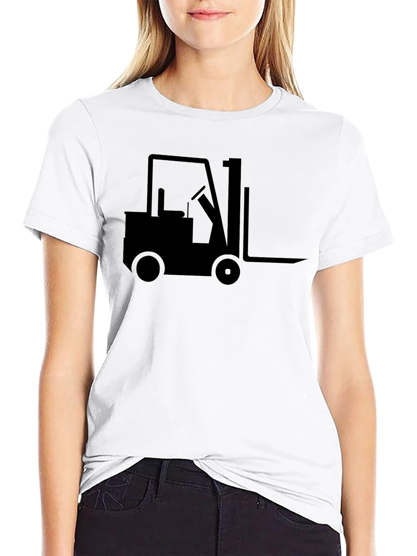 Black Forklift Graphic Tee - Black Crew Neck T-Shirt view 9
