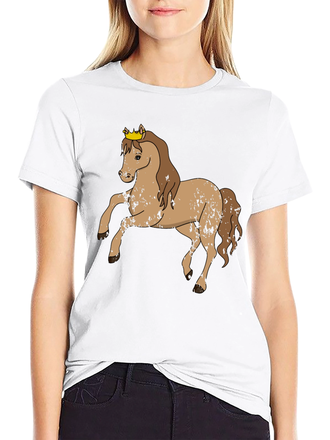 Black Horse Wearing Crown Graphic Tee view 9