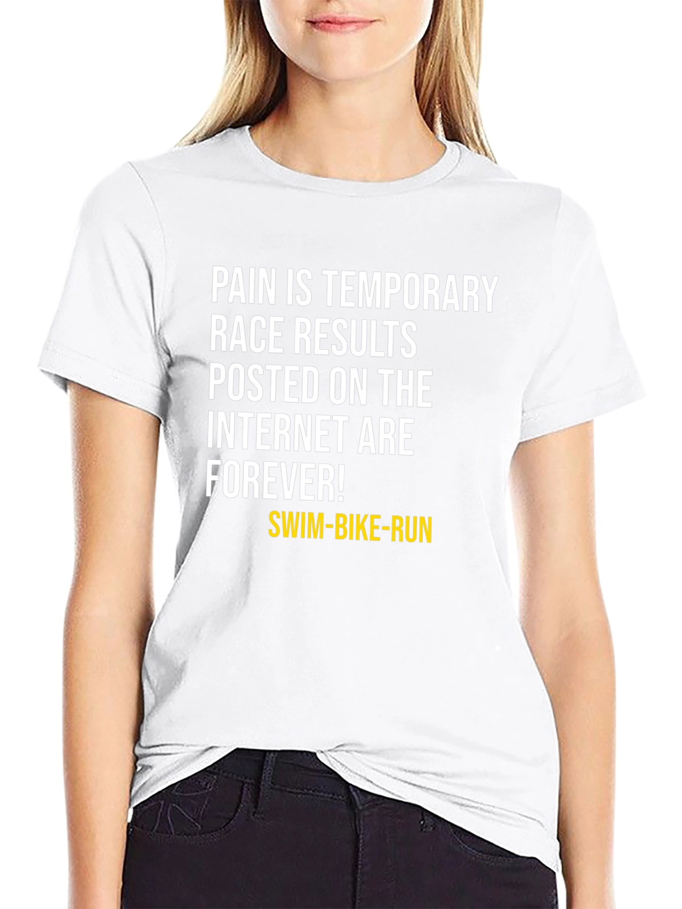 Black Funny Triathlon T-Shirt - Race Results Last Forever view 9