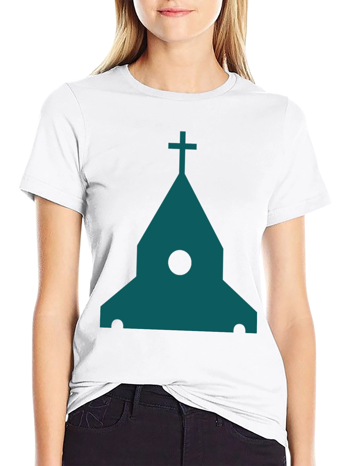 Black Modern Church Graphic Tee - Black Cotton Blend view 9