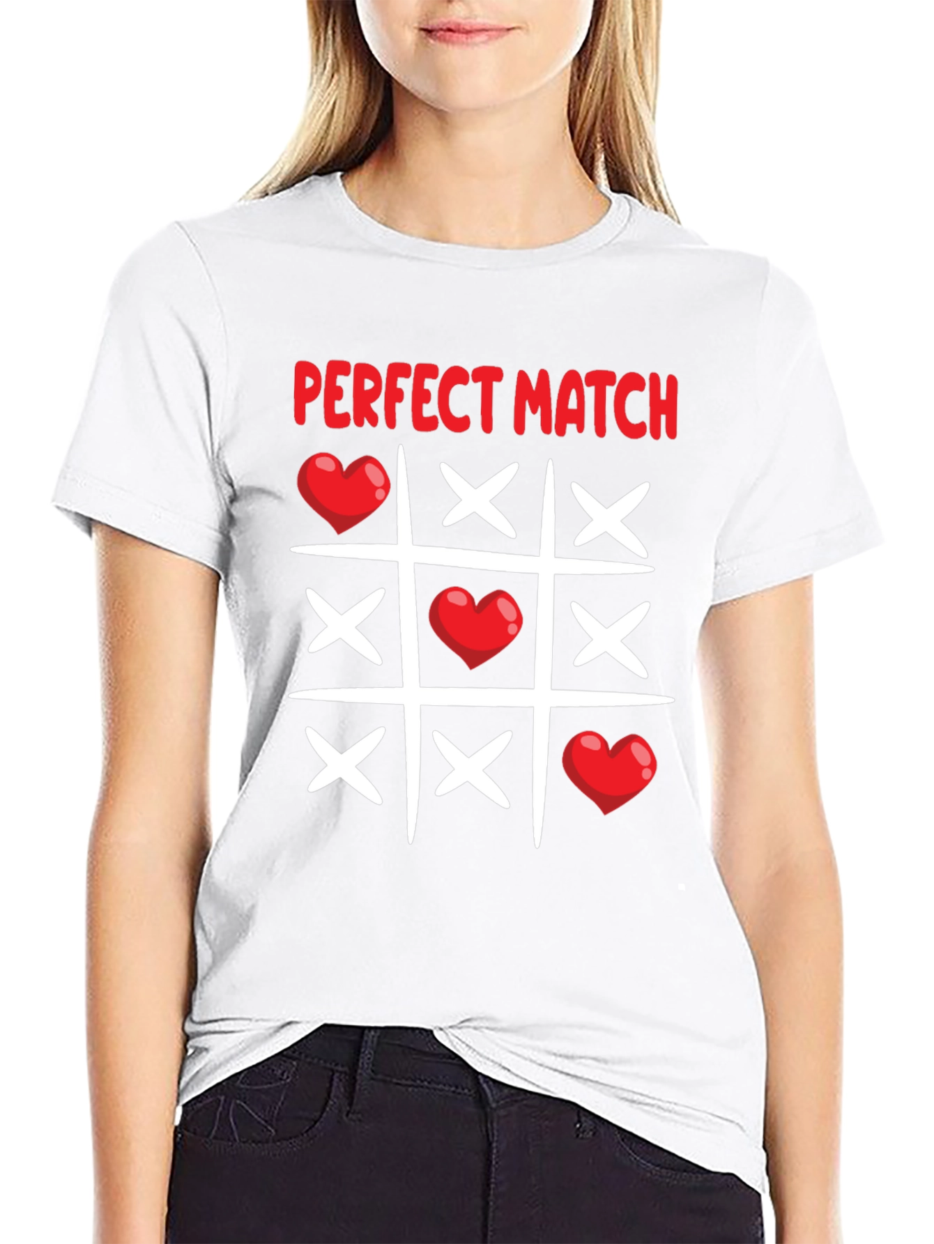 Black Perfect Match T-Shirt - Valentine's Day Tic-Tac-Toe Love Tee view 9