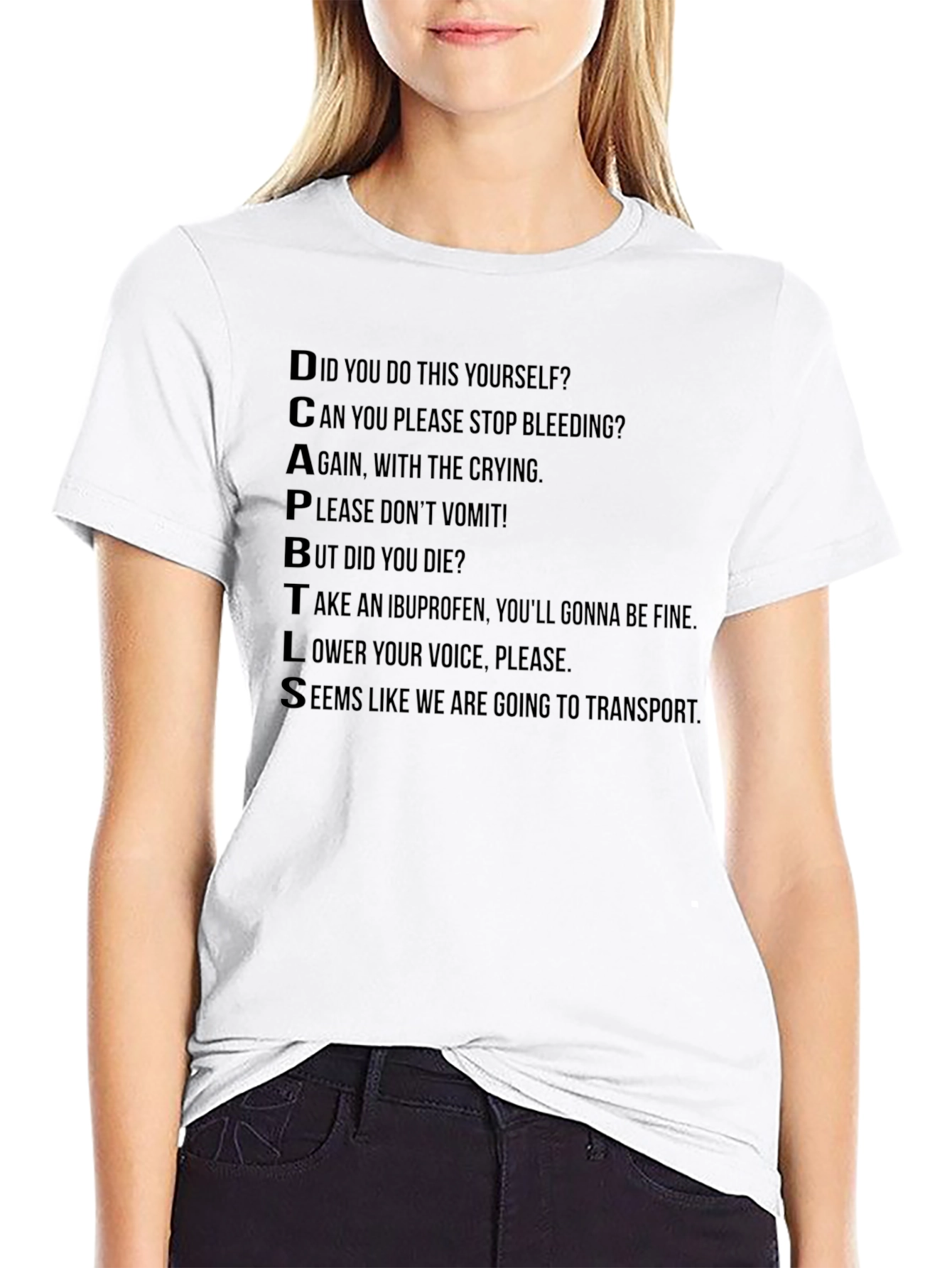 Black DCAPBTLS Funny Medical Humor T-Shirt view 9