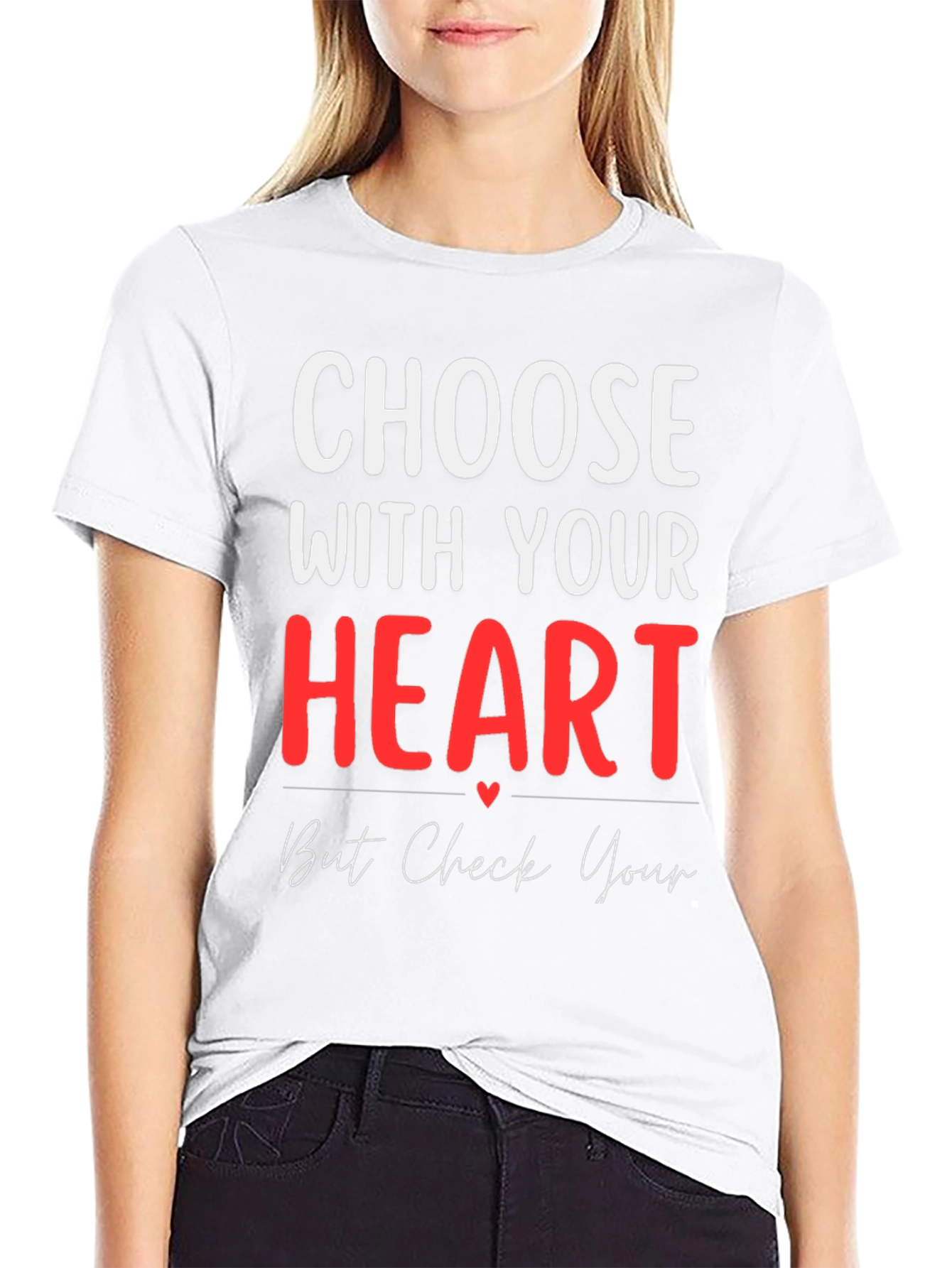 Black Choose with Your Heart Graphic T-Shirt view 9