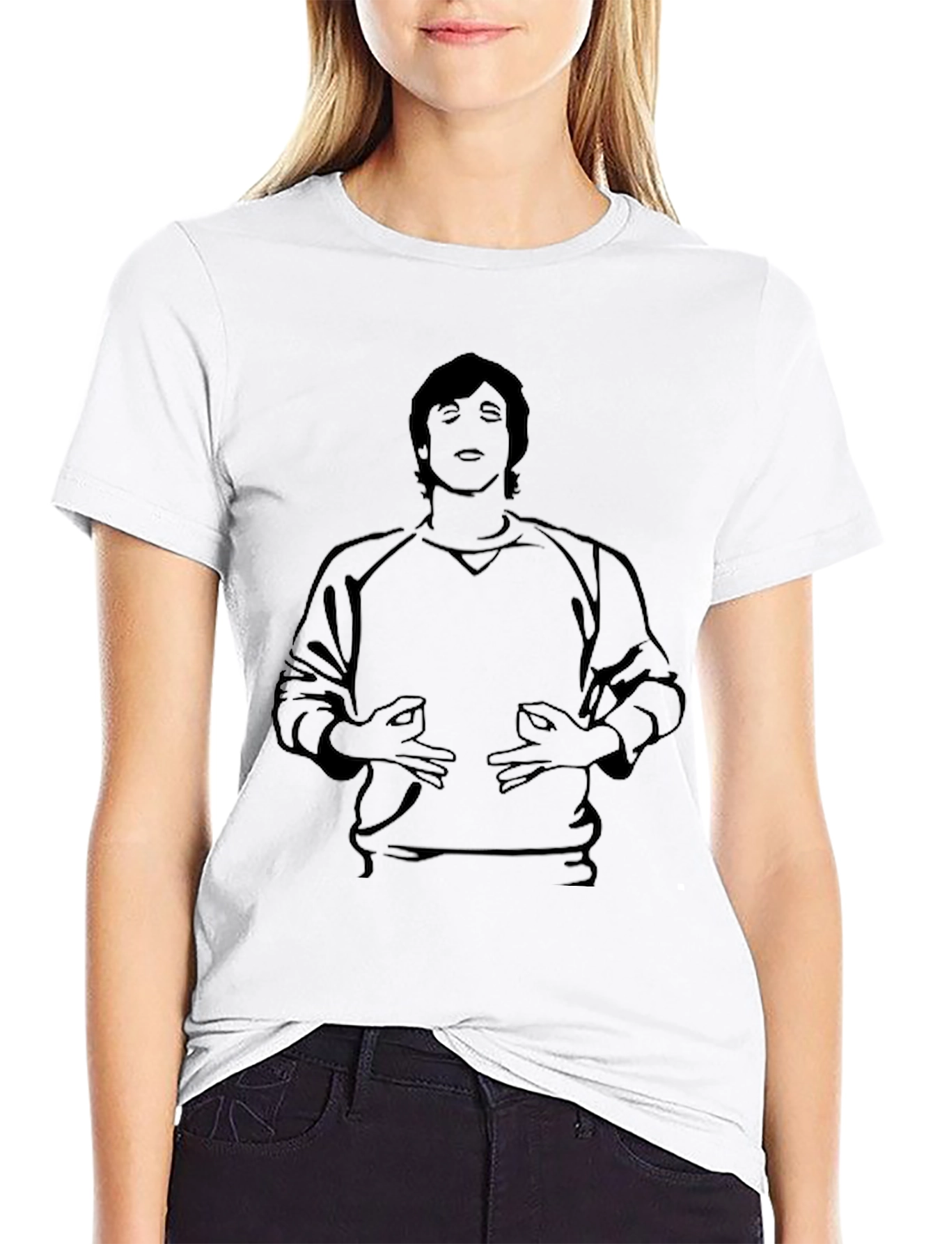 Black Black T-Shirt with Meditating Man Graphic Tee view 9