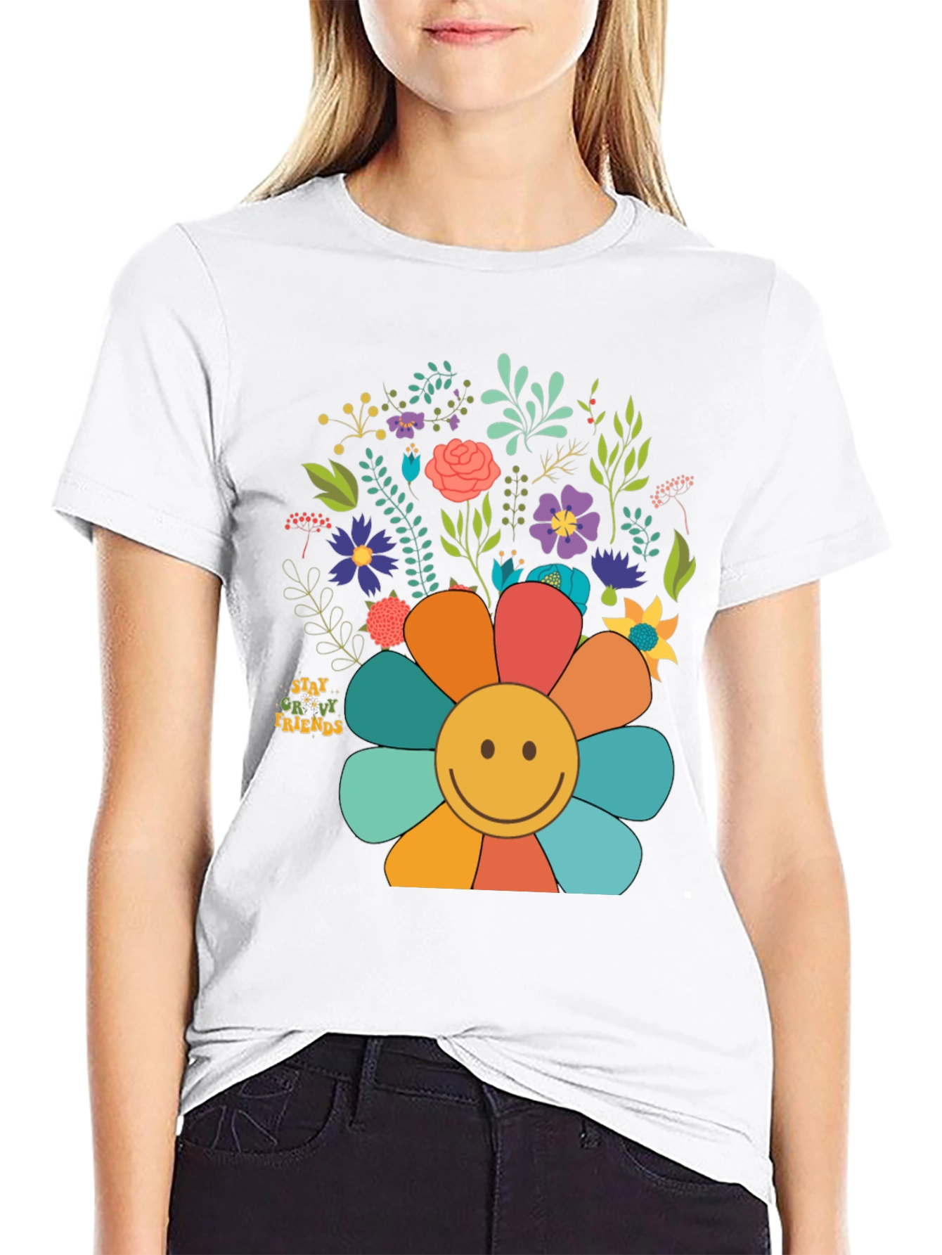 Black Groovy Flower Power Tee view 9