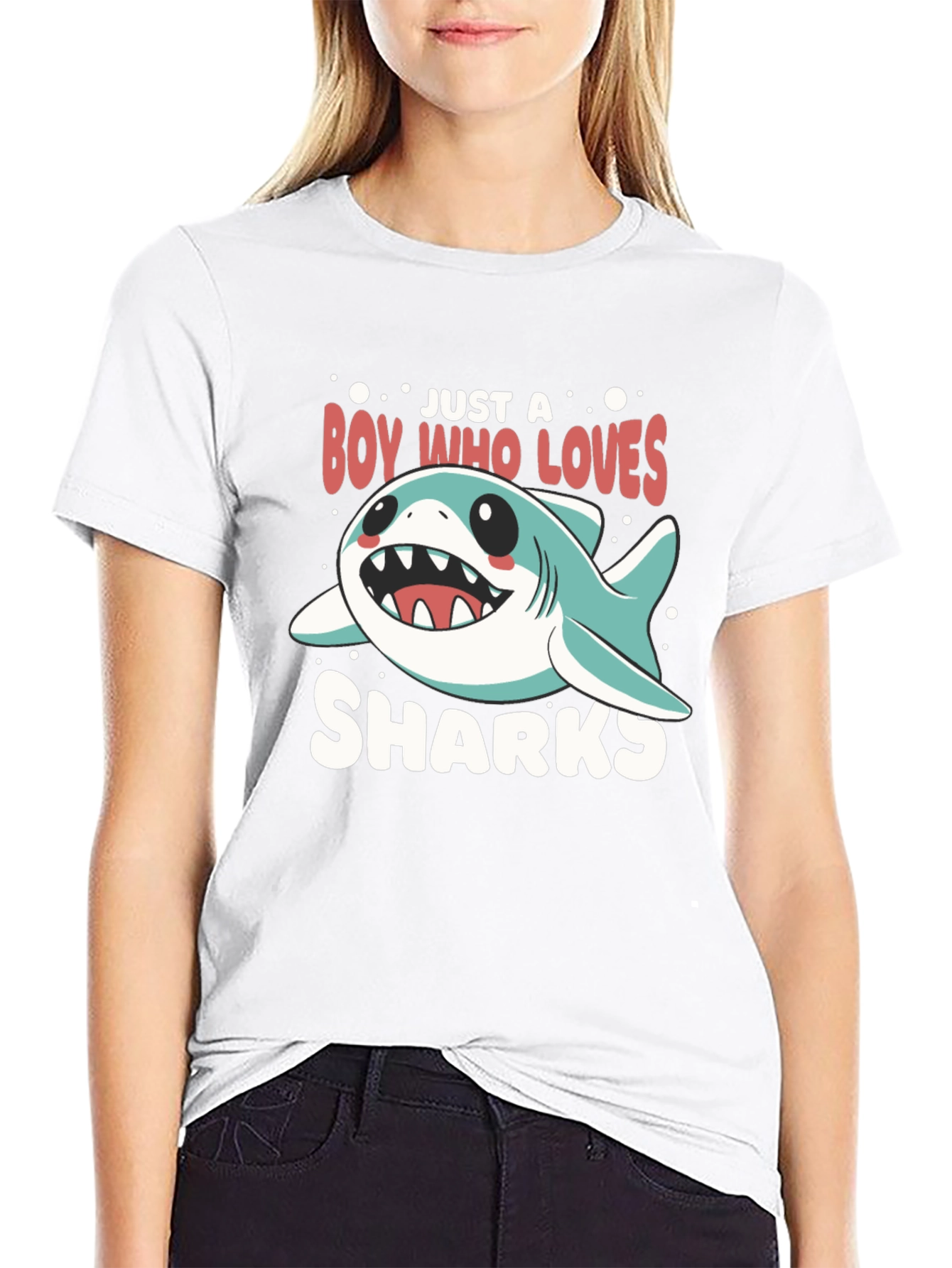 Black Boy Who Loves Sharks T-Shirt view 9