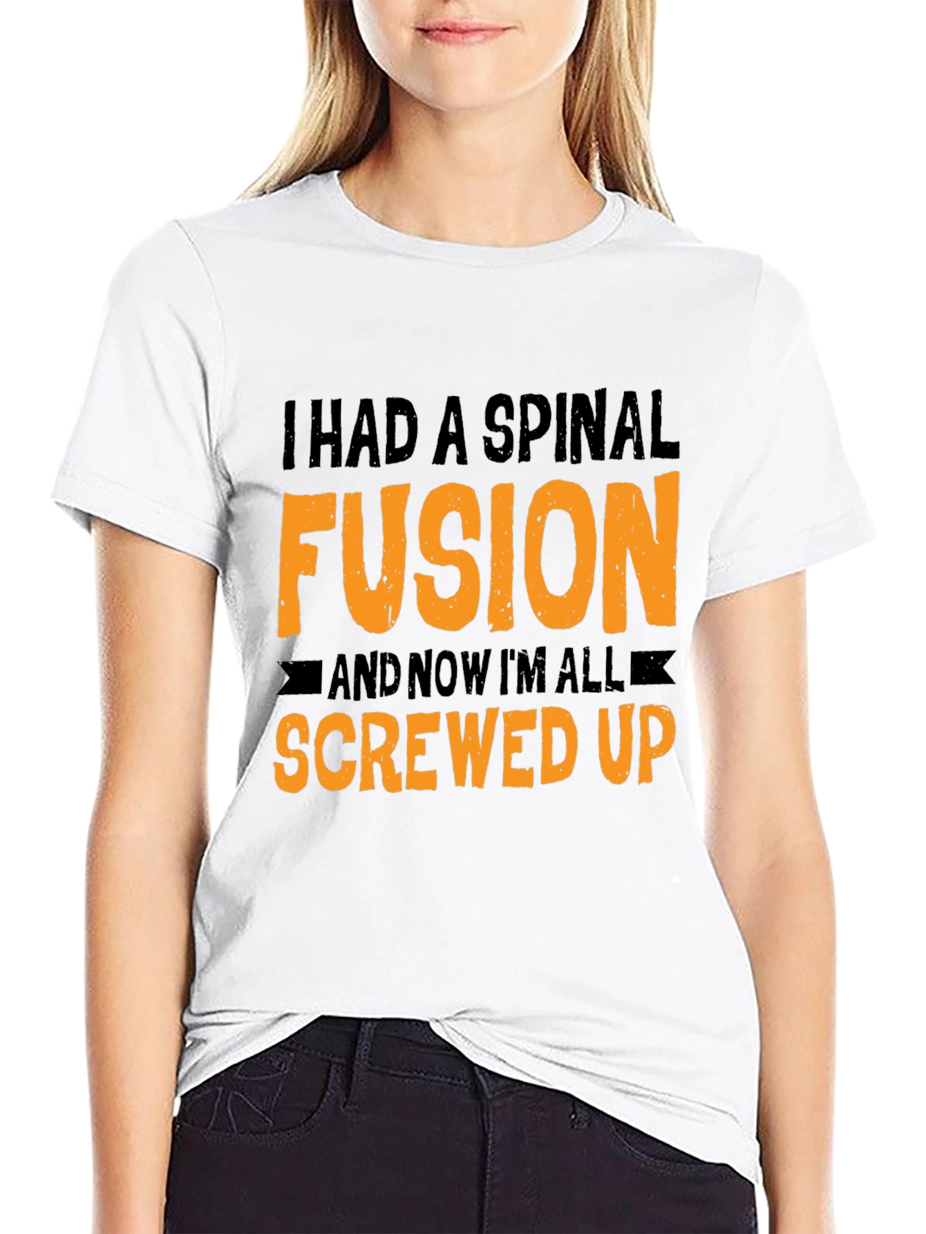 Black Spinal Fusion Graphic Tee - Funny Screw Up Humor view 9