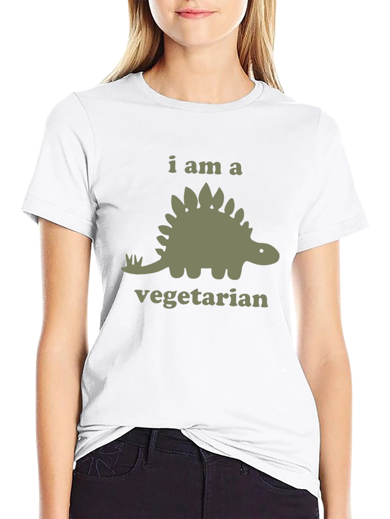 Black Vegetarian Dinosaur Graphic T-Shirt view 9