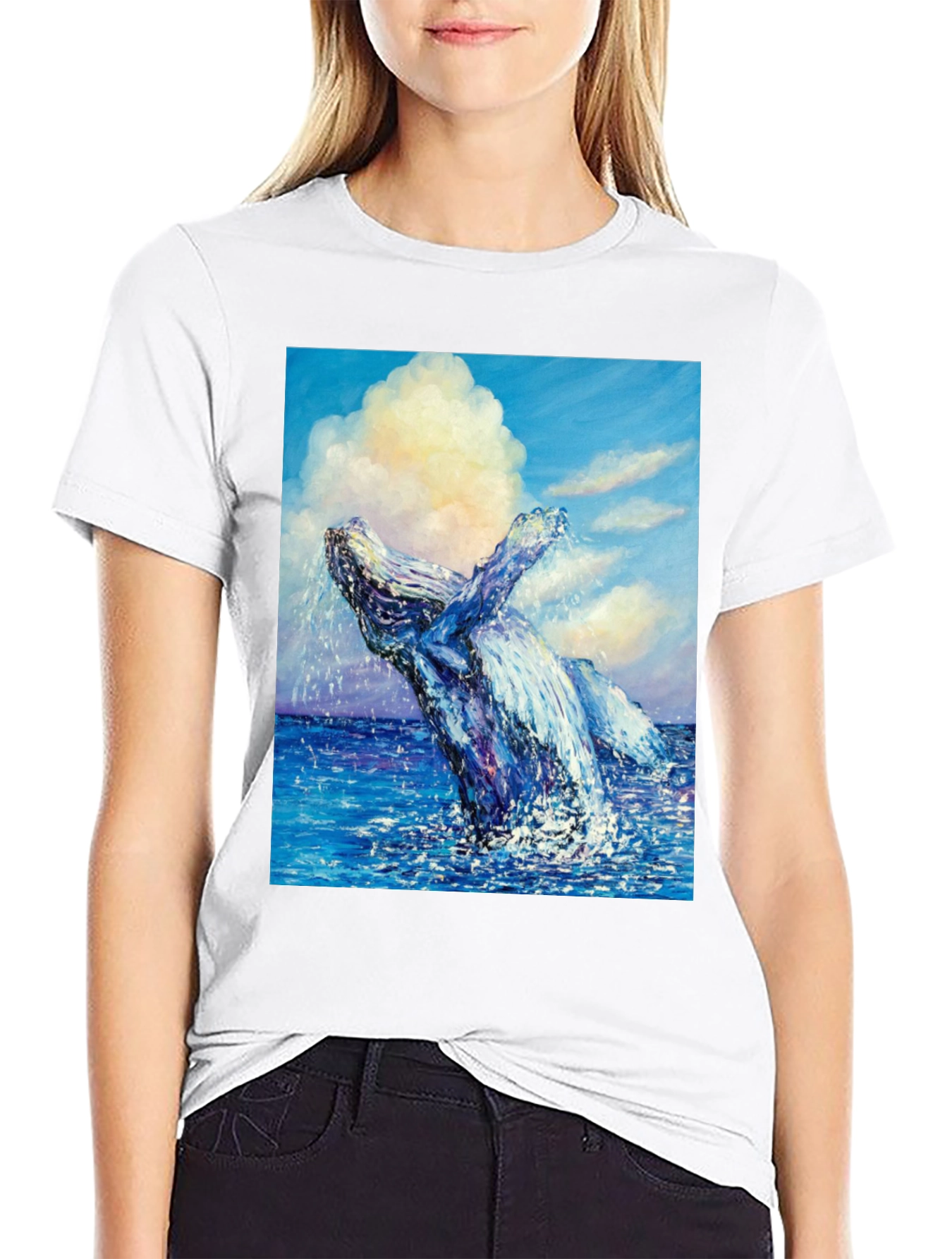 Black Whale Painting T-Shirt - Ocean Art view 9