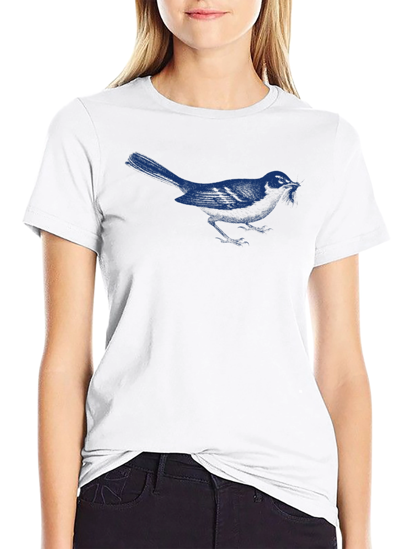 Black Bluebird Graphic Tee - Black Cotton T-Shirt view 9