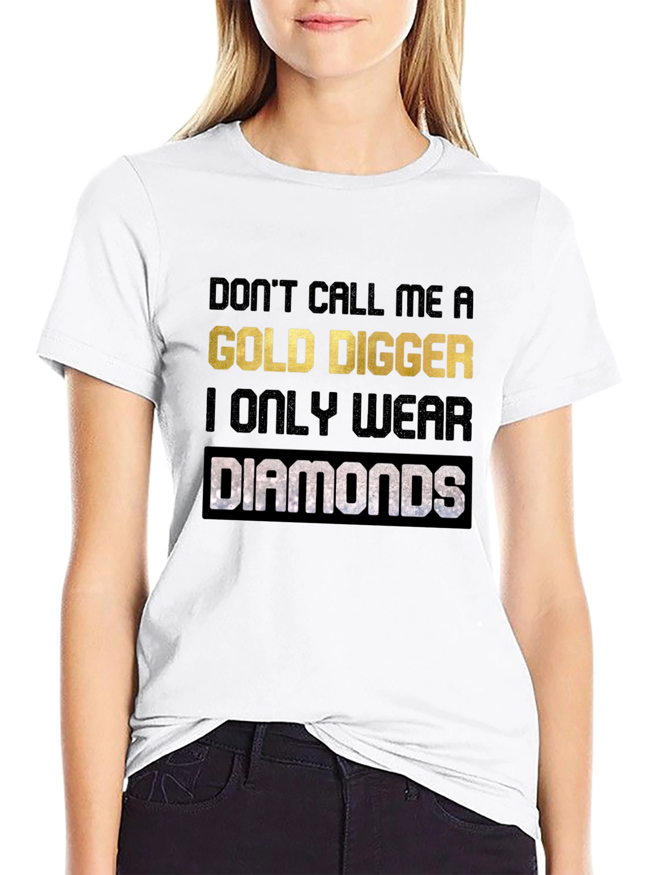 Black Gold Digger Diamonds Graphic Tee - Black Cotton view 9
