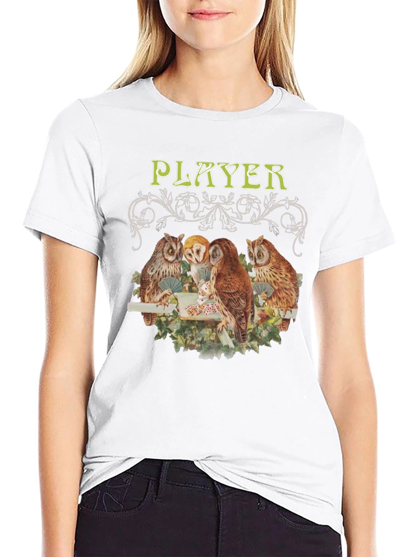 Black Owl Player Graphic Tee - Novelty Design view 9