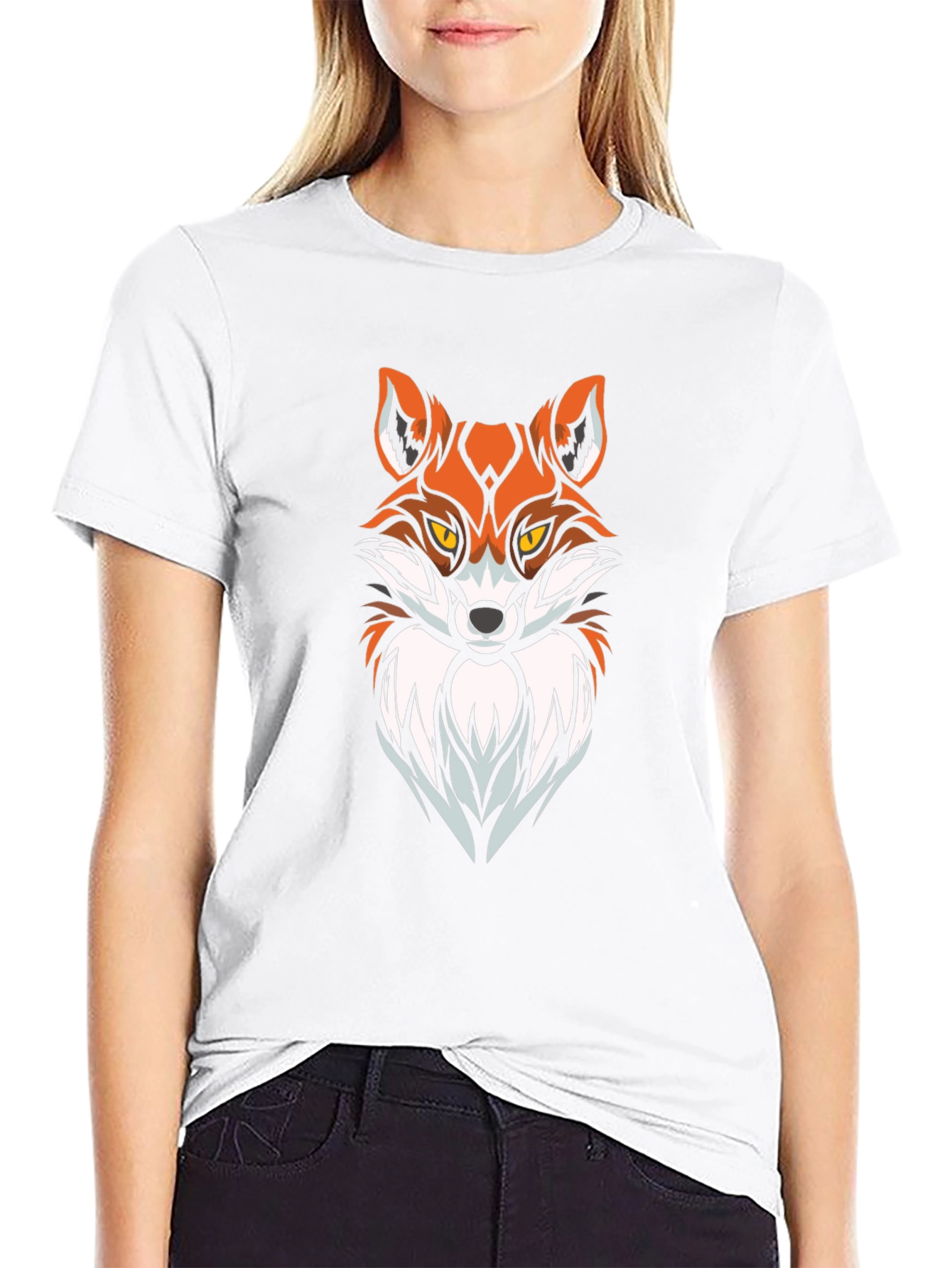 Black Cool Fox Graphic Print Black T-Shirt view 9
