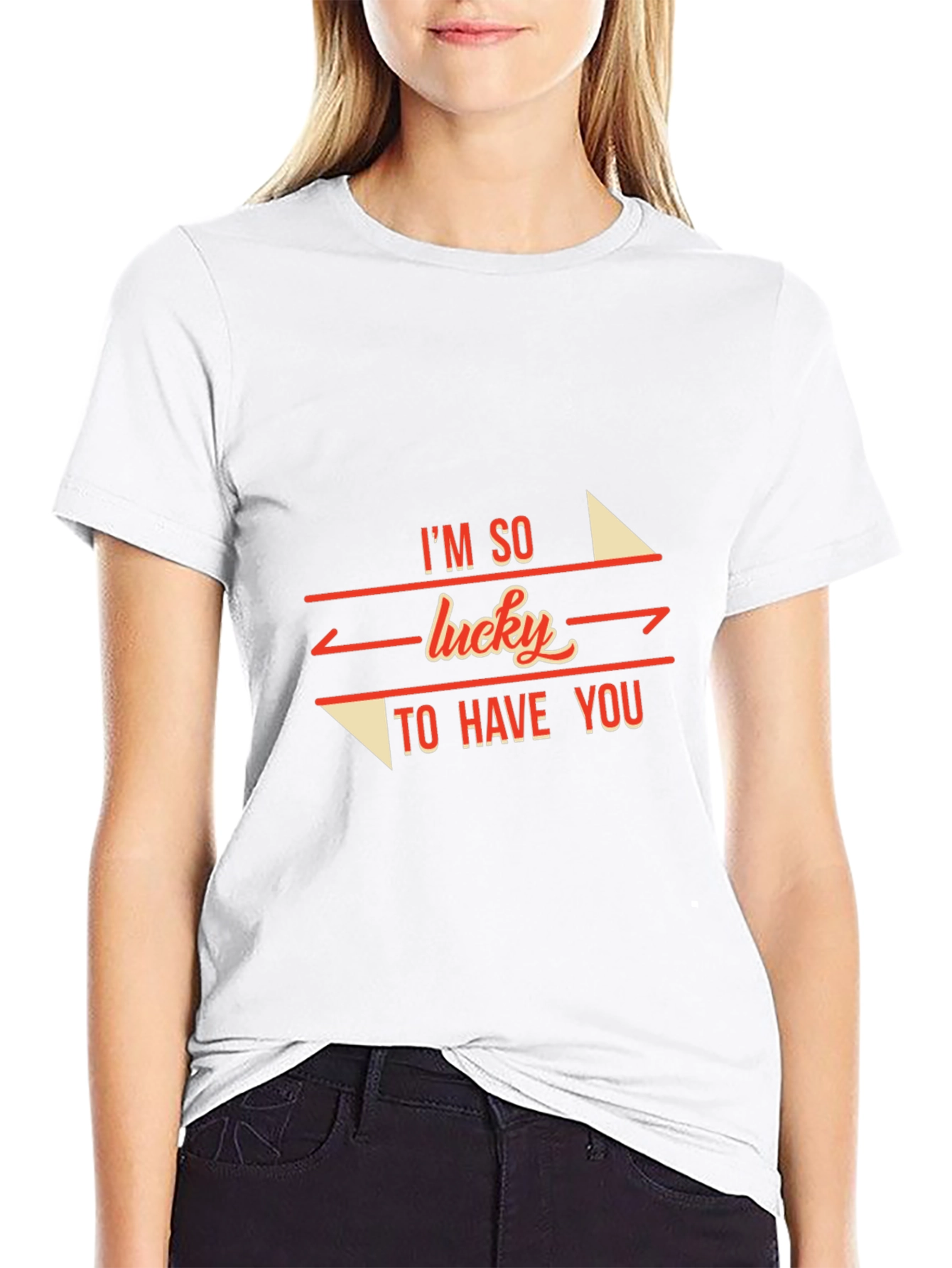 Black I'm So Lucky To Have You Graphic Black T-Shirt view 9