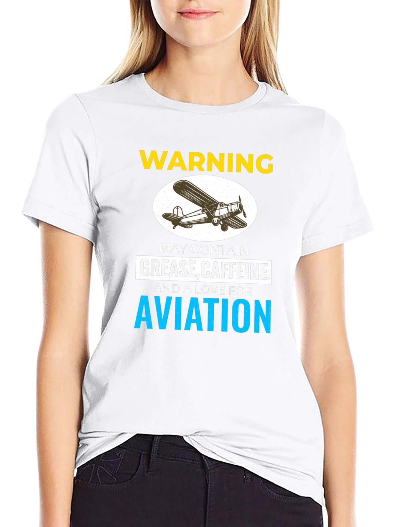 Warning Aviation T-Shirt - Grease, Caffeine & Love! - 9