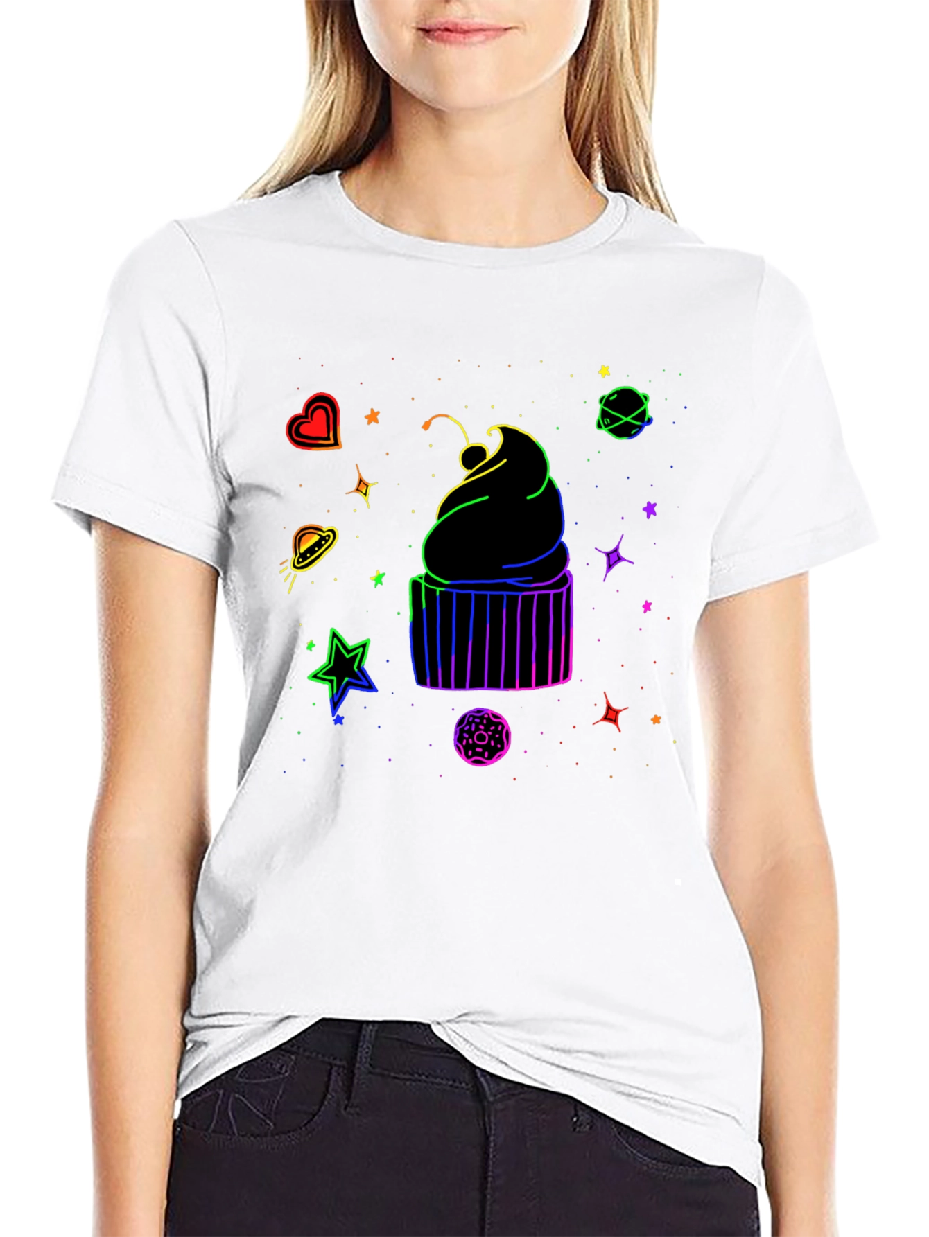 Black Cosmic Cupcake Graphic T-Shirt - Black view 9
