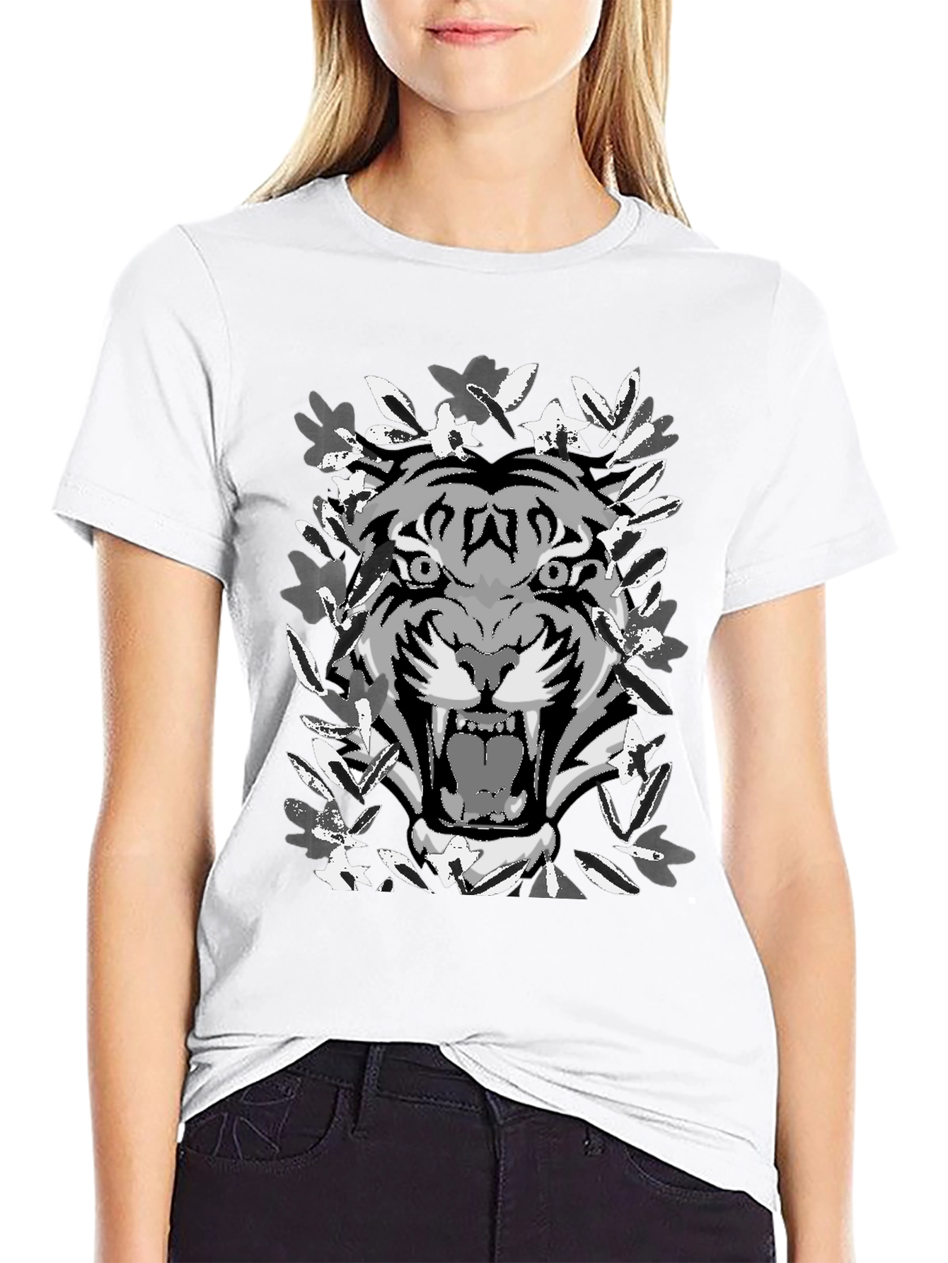 Black Tiger Graphic Black T-Shirt view 9