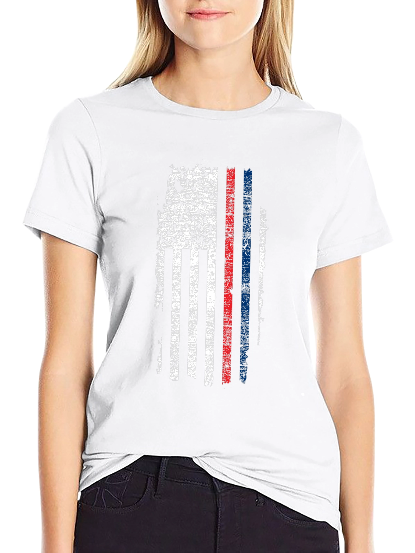 Distressed American Flag Thin Line T-Shirt - 9