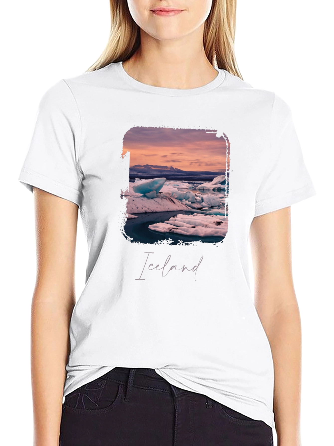 Black Iceland Glacier Graphic Black T-Shirt view 9