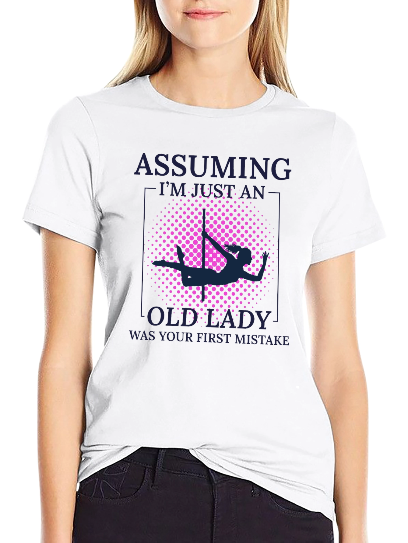 Black Assuming Old Lady Graphic T-Shirt - Pole Dancing view 9