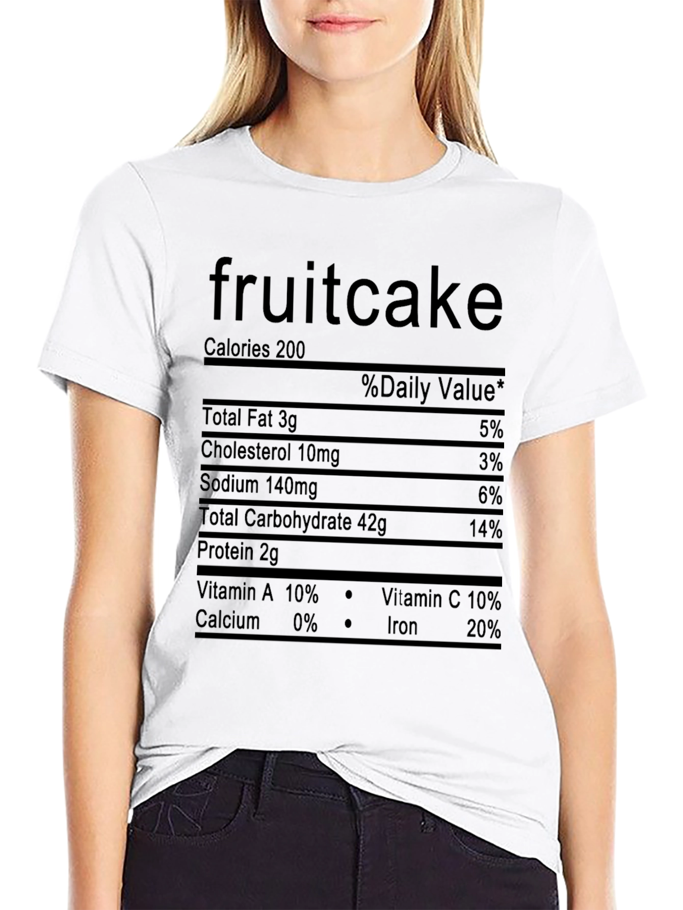 Black Fruitcake Nutrition Facts Black T-Shirt view 9
