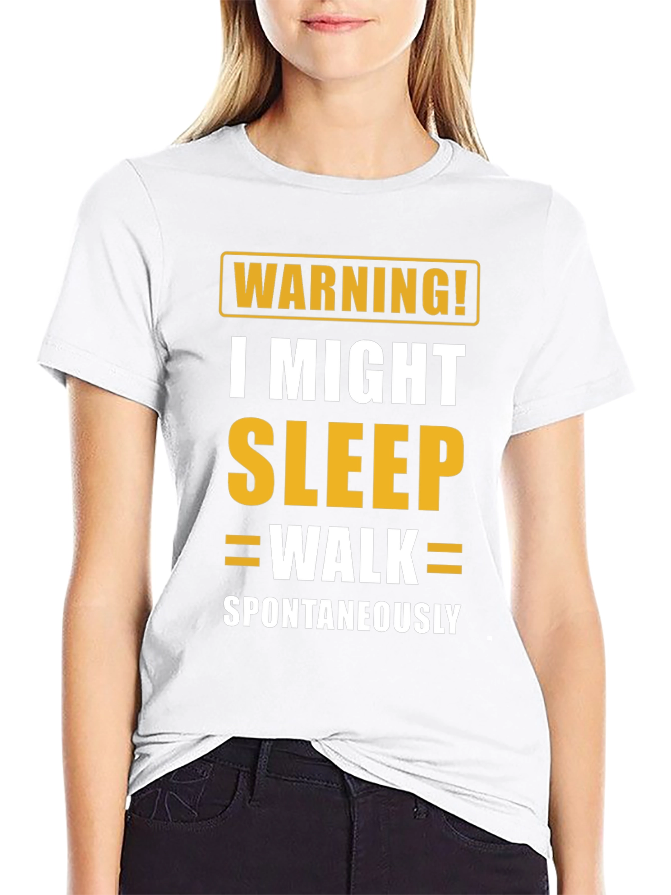 Black Warning Sleepwalk T-Shirt - Funny Sleepwalking Tee view 9