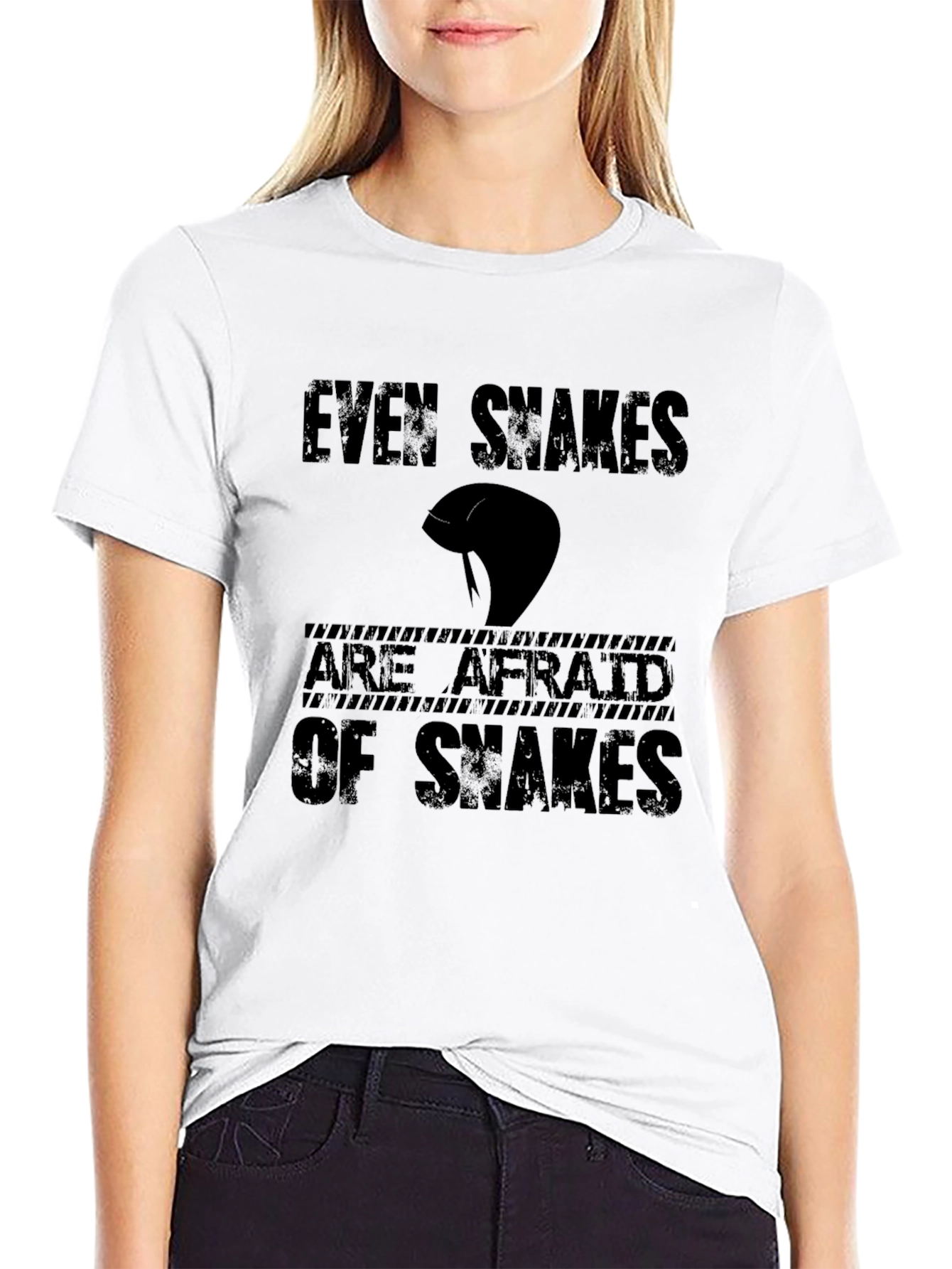 Black Even Snakes Are Afraid T-Shirt view 9
