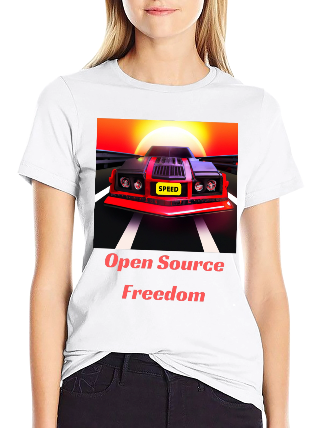 Black Open Source Freedom Graphic Tee view 9